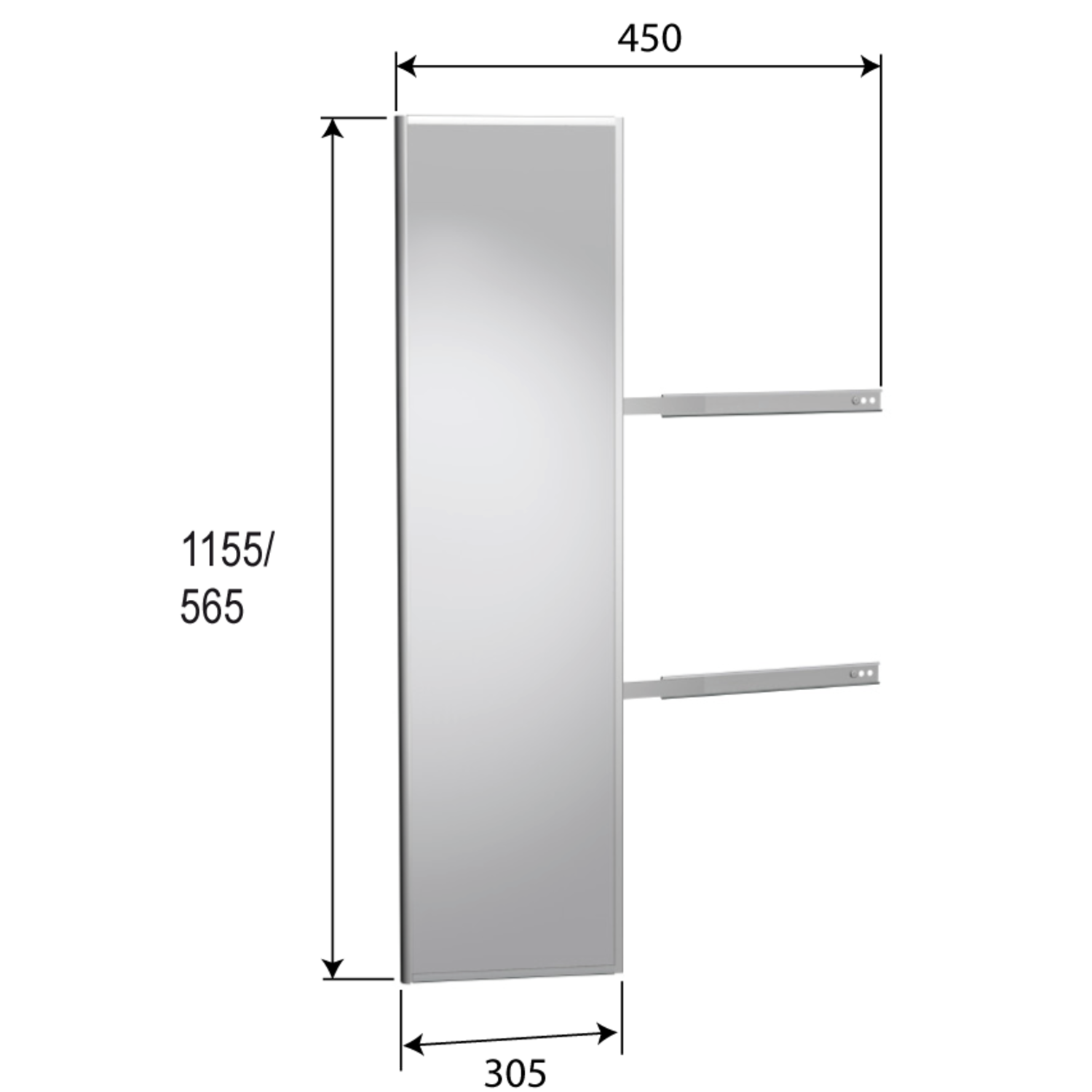 Exclusiv miroir extensible h.1155mm blanc  