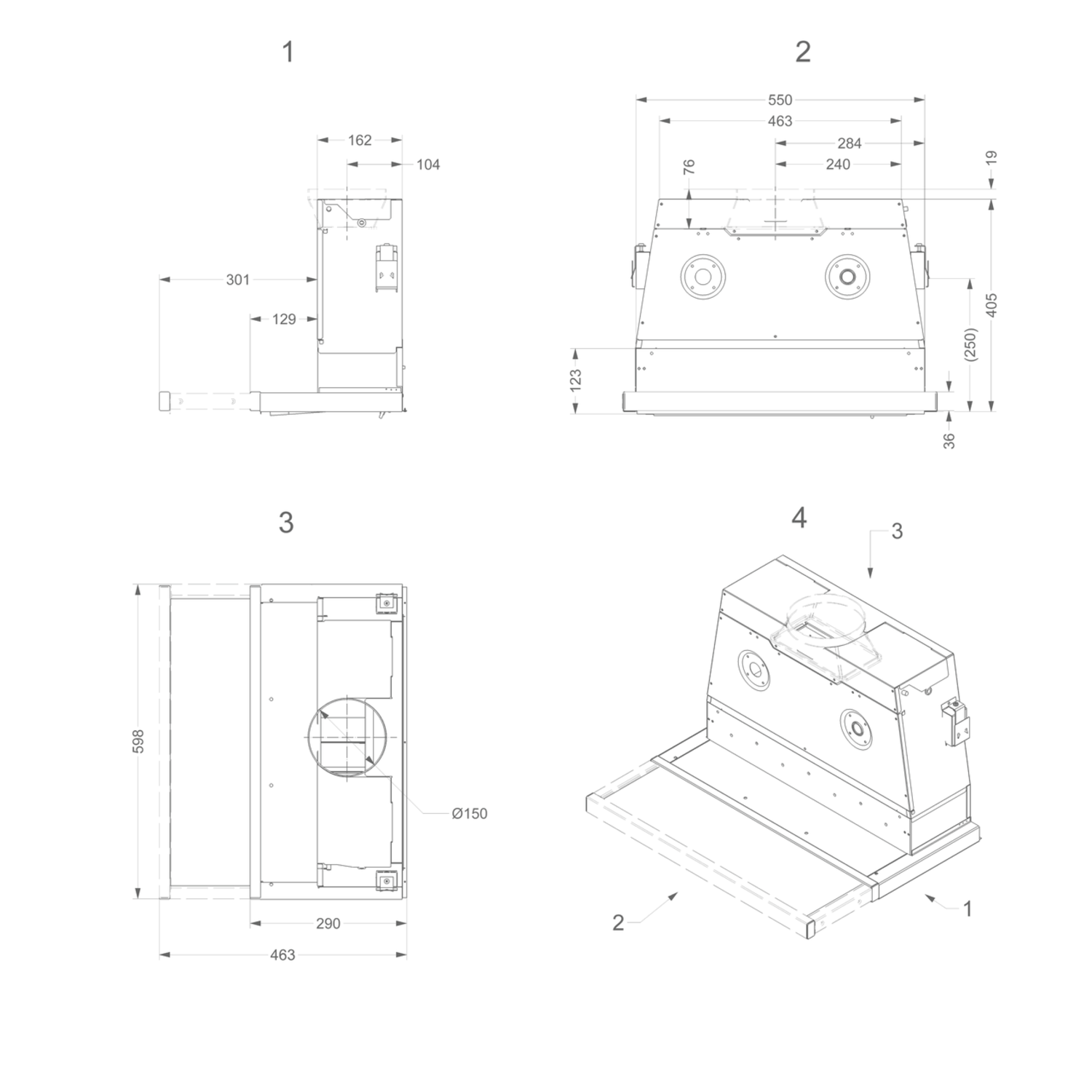 Novy hotte télescop 60cm inox moteur double élec 