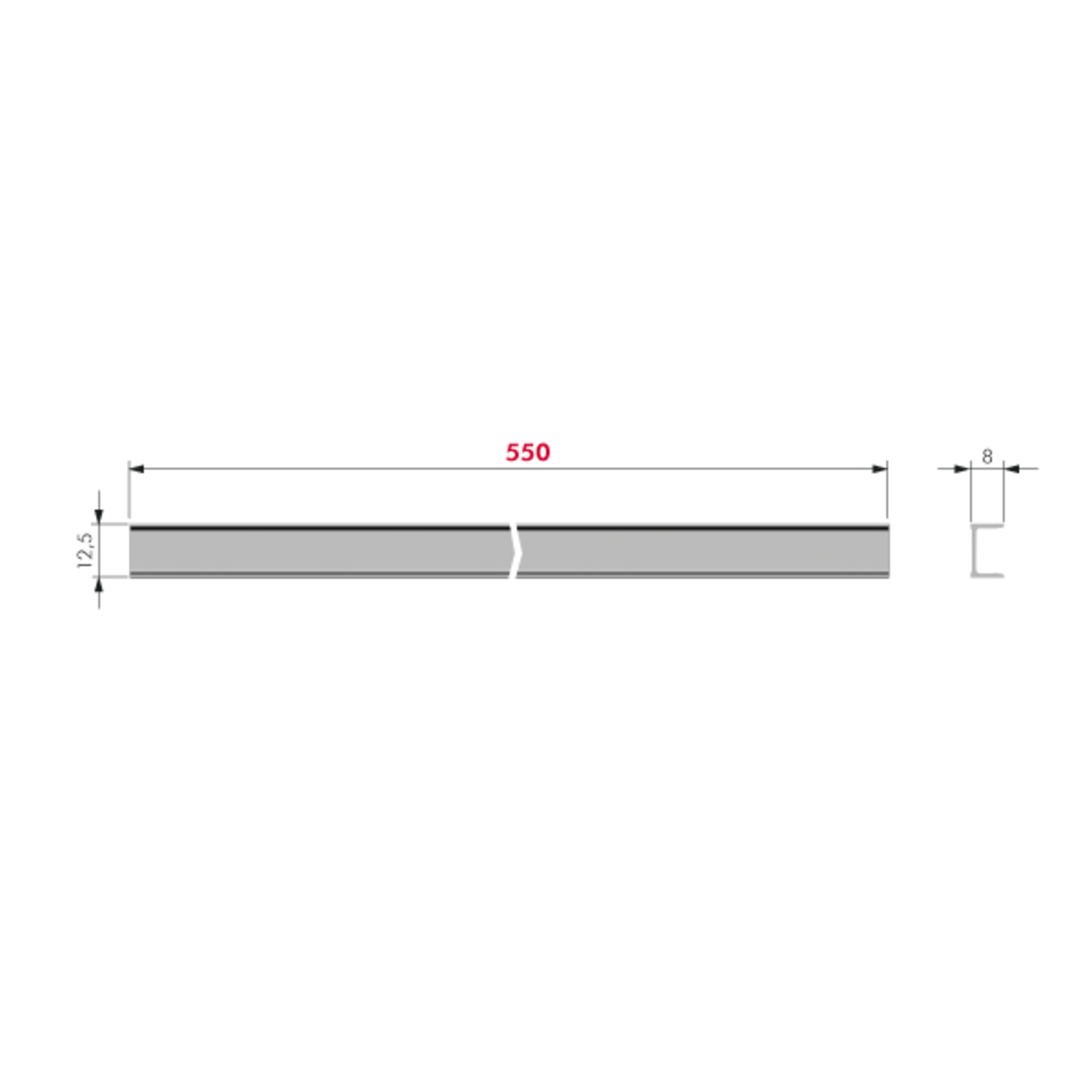 Kiaro profilé alu 550mm gunmetal 