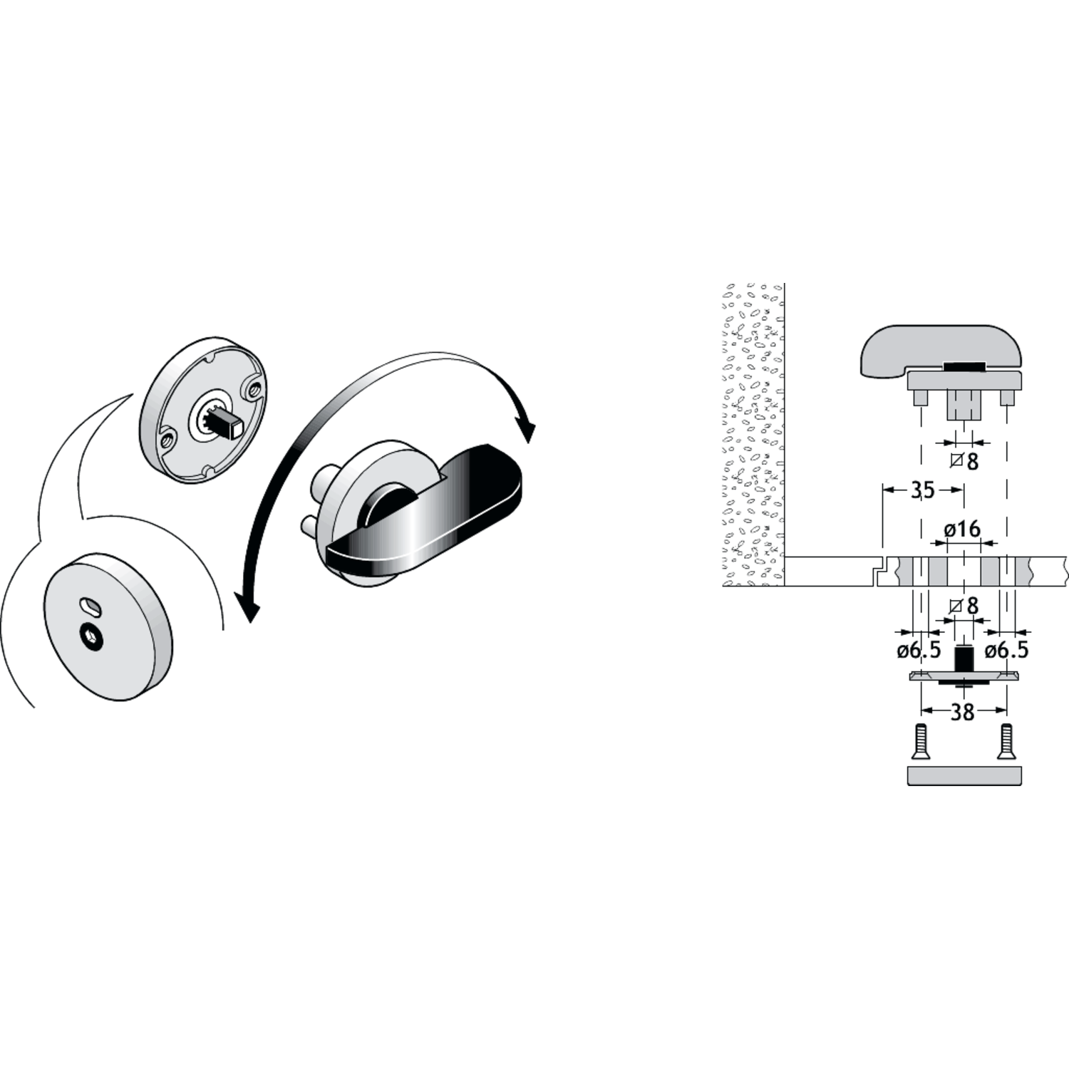 Pba 500-inox sat. dispositif de fermeture libre/oc cupe plat