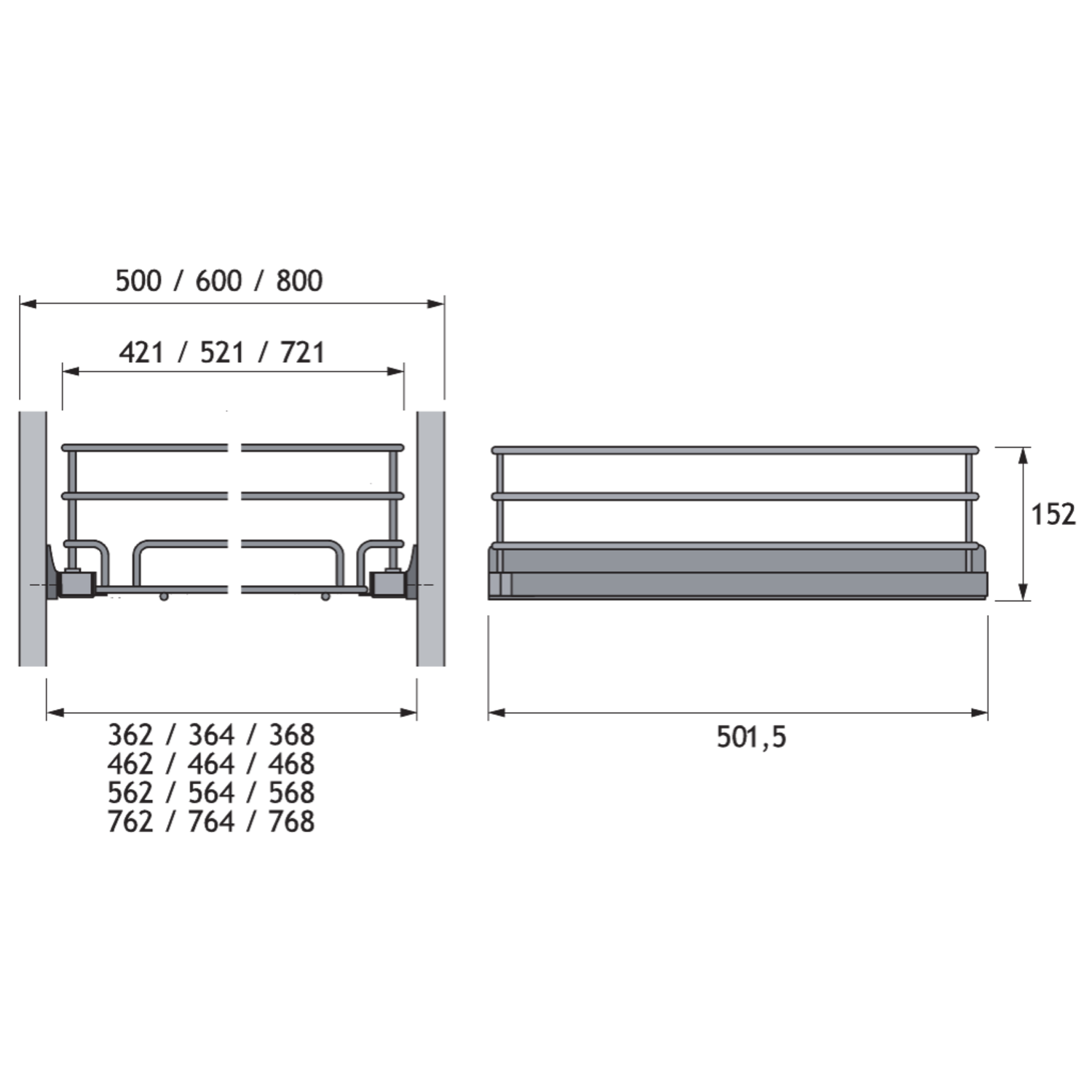 Exclusiv uittrekmand k.500mm wit SoftClose