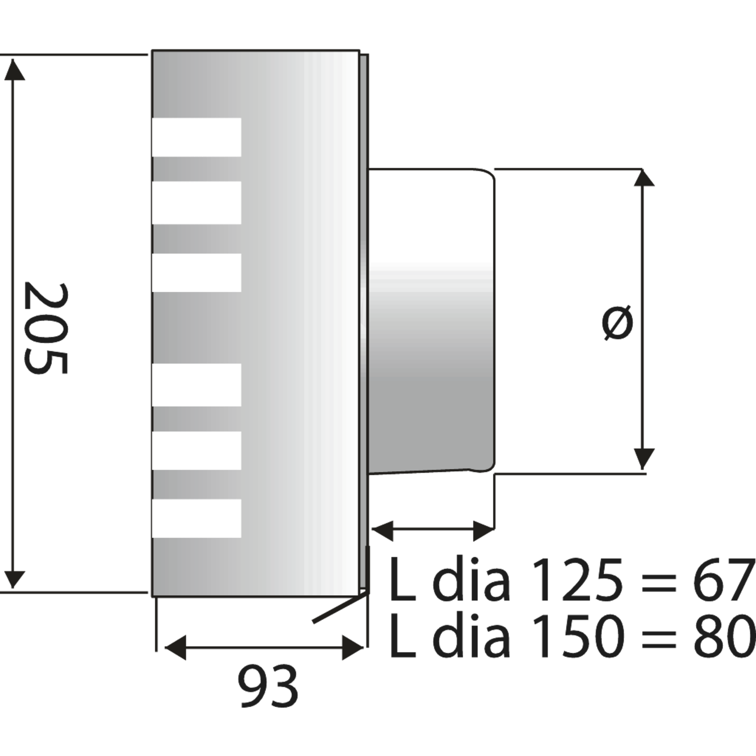 Paneir alfa jalousie inox/inox d.150mm 