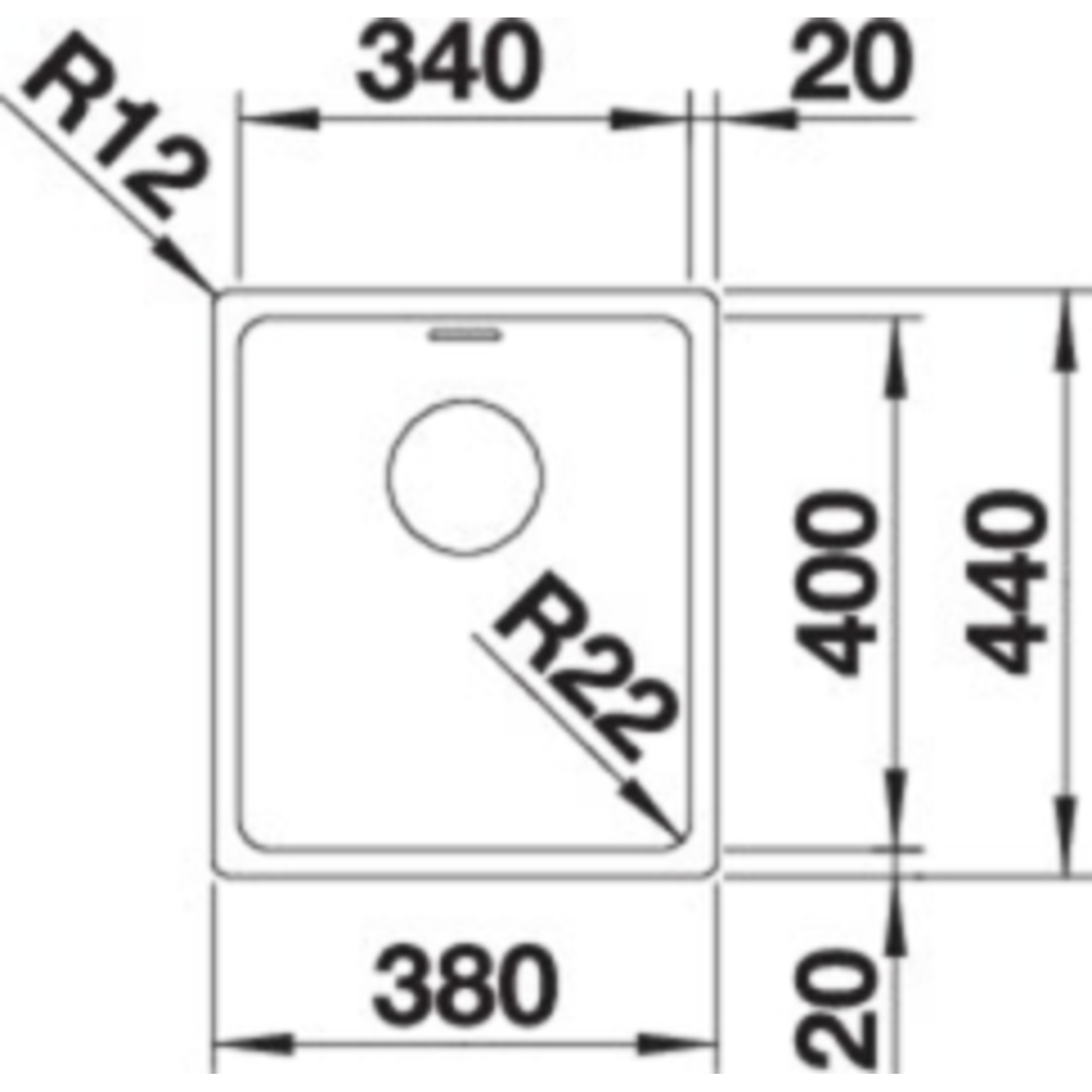 Blanco spoeltafel andano 340-if man.
