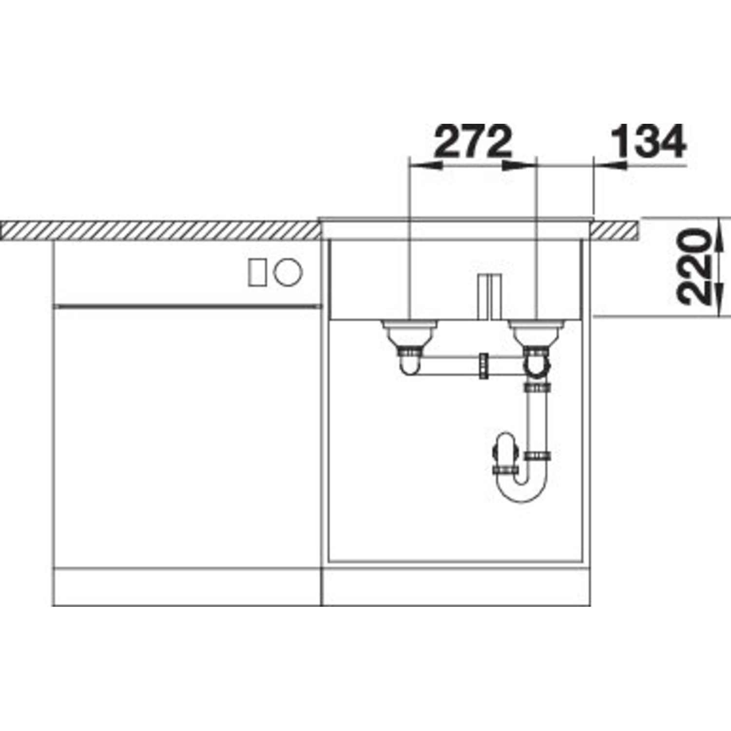 Blanco spoeltafel Pleon 6 split zwart manueel