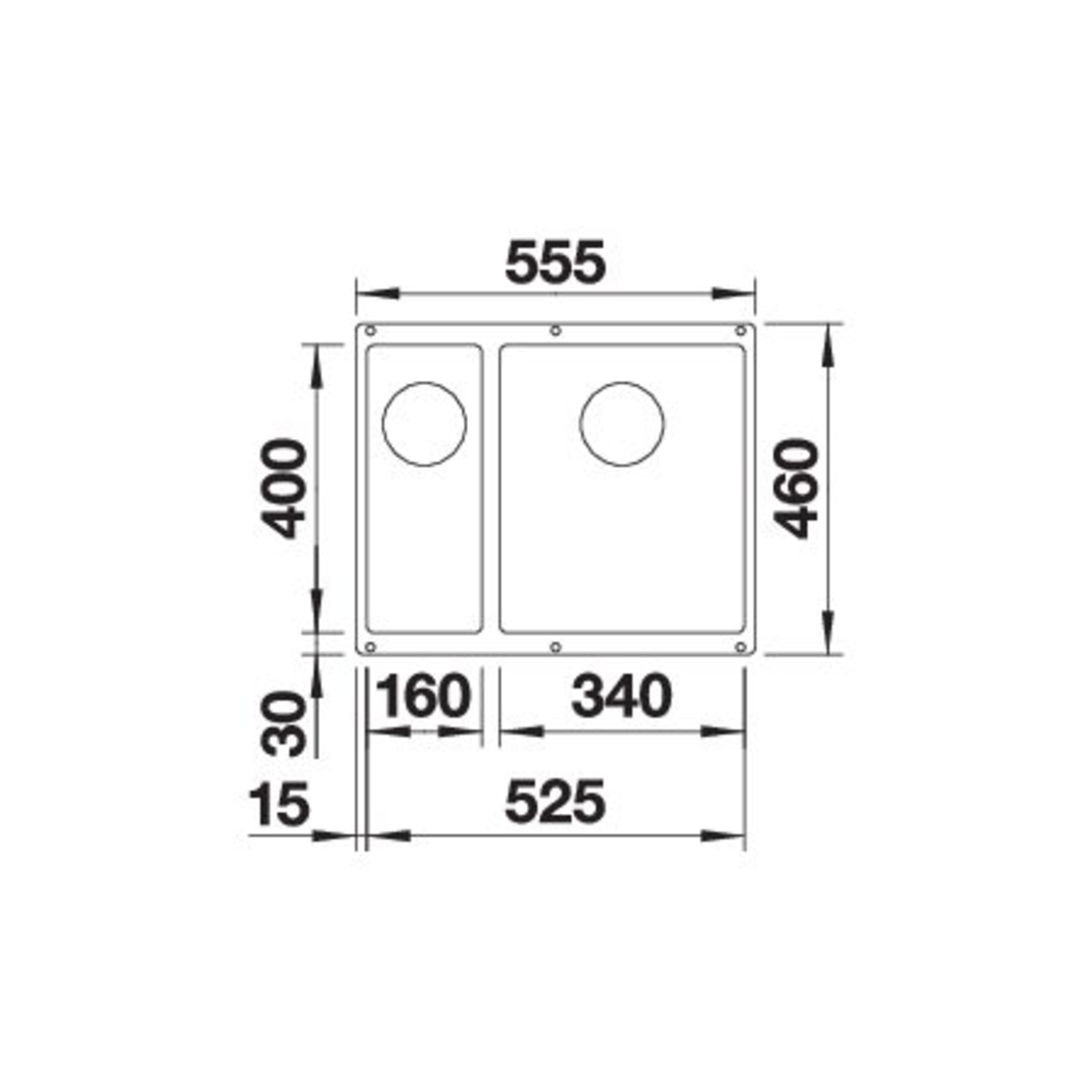 Blanco Subline 340/160-U d blanc sans raccordement vidage