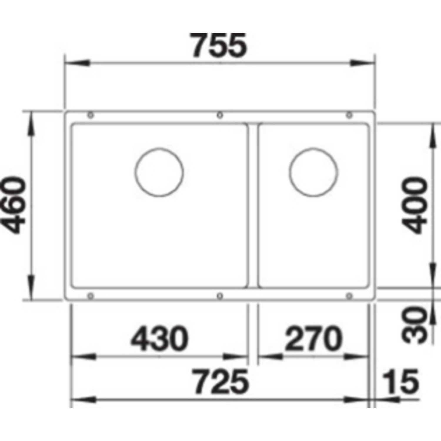 Blanco Subline 430/270-U ga blanc commande manuelle