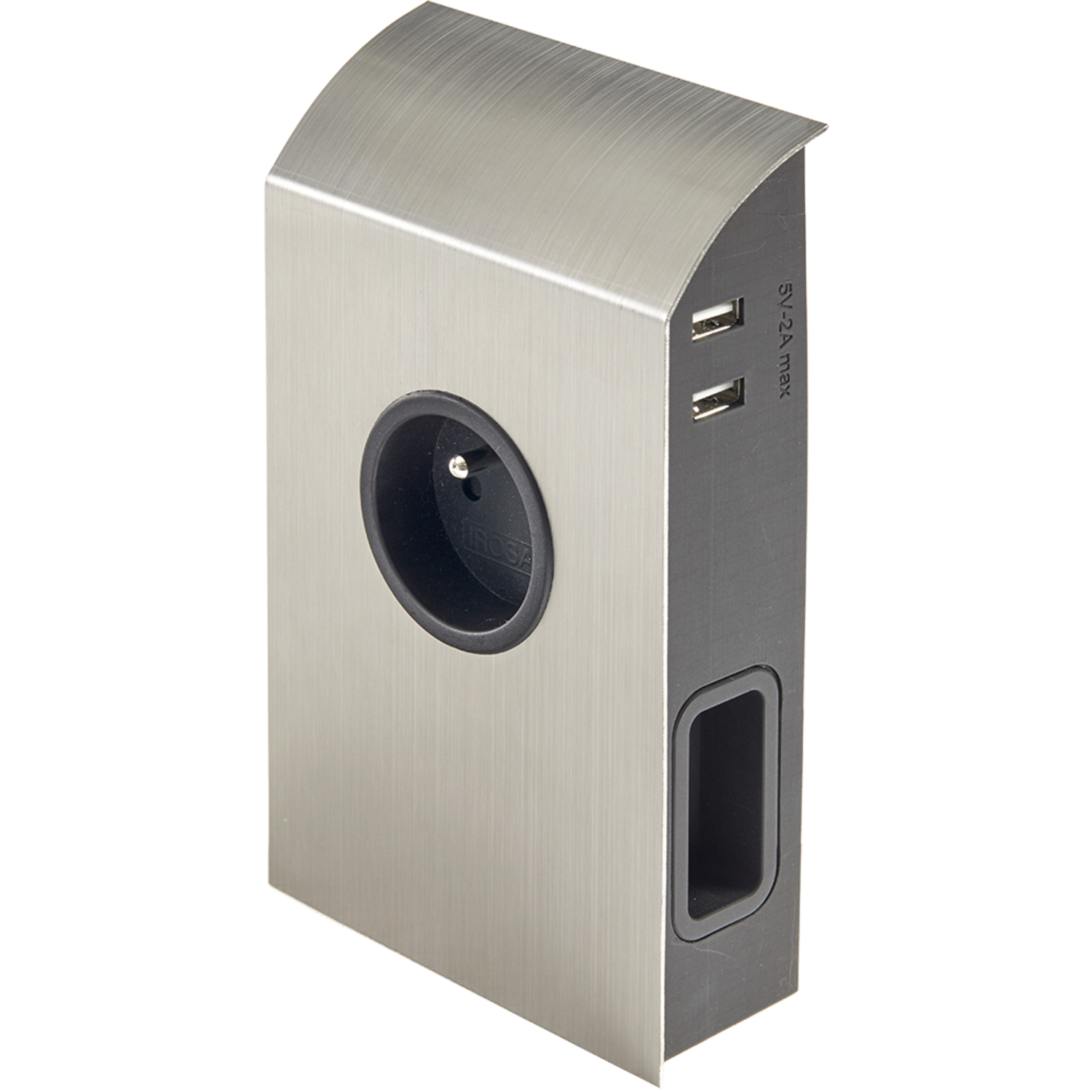 Born bloc prises inox b-f 1x16a - 2x6a - 2usb 2a  