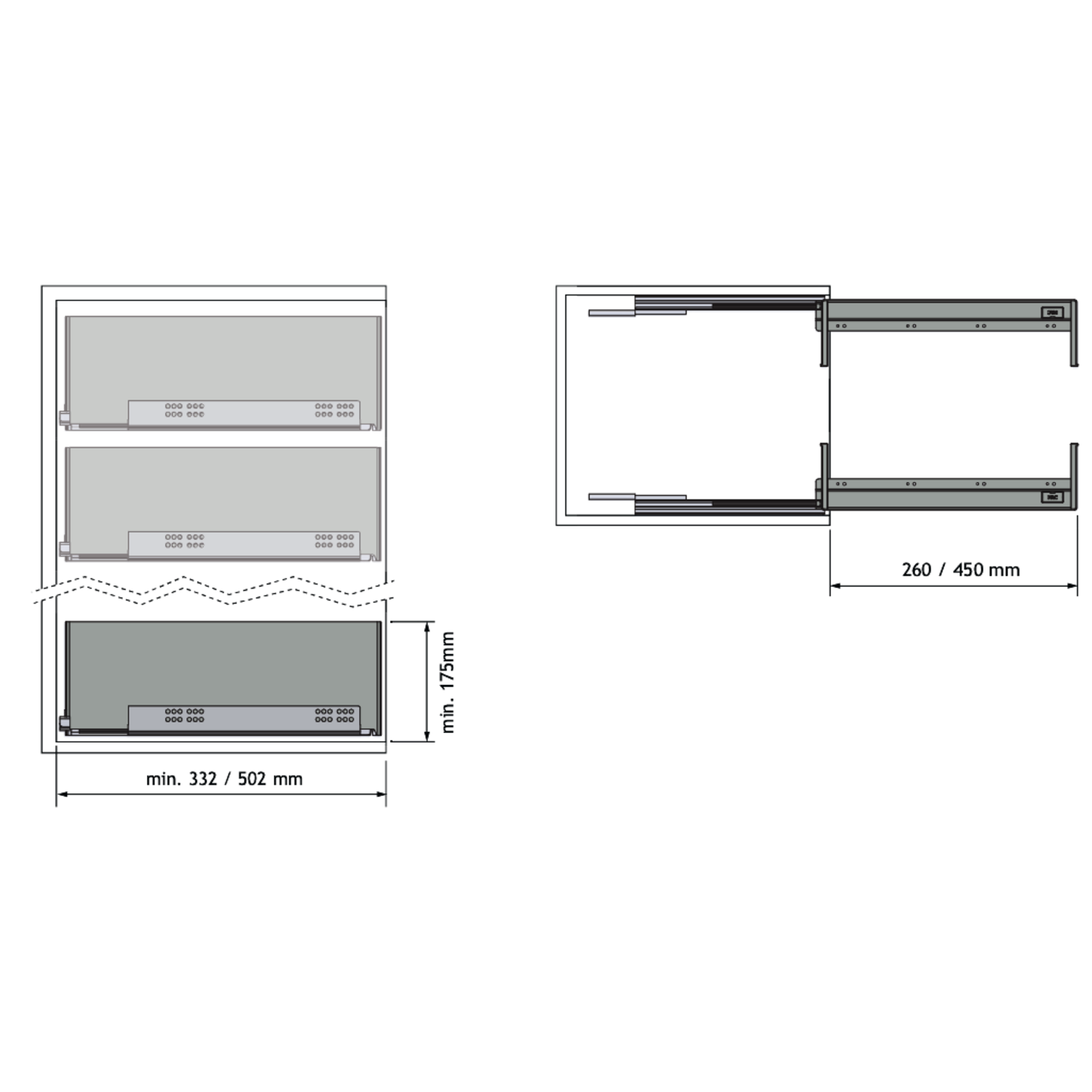 Chic line set tiroir anthracite h.175 p.492mm 