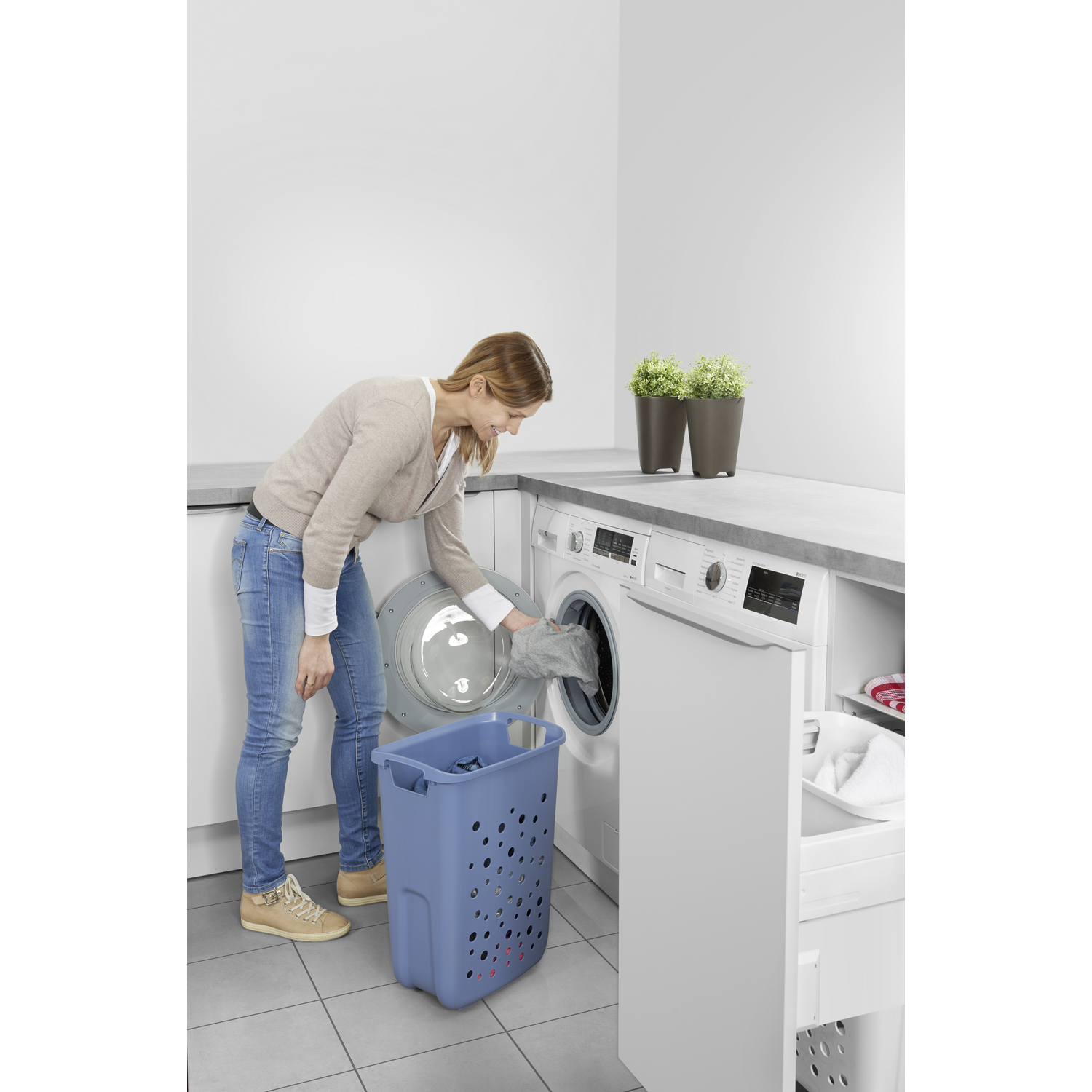 Hailo Laundry Carrier k.45 2x33l blanc 
