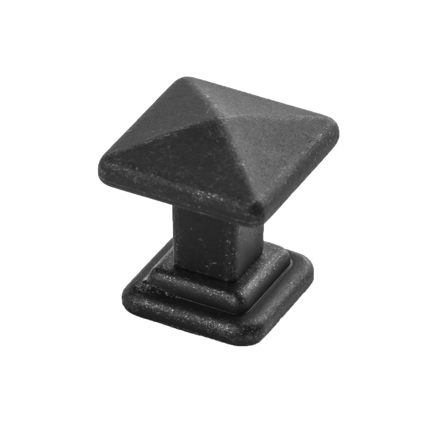 Knop tower square+achterplaatje zwart mat ijzerkl.