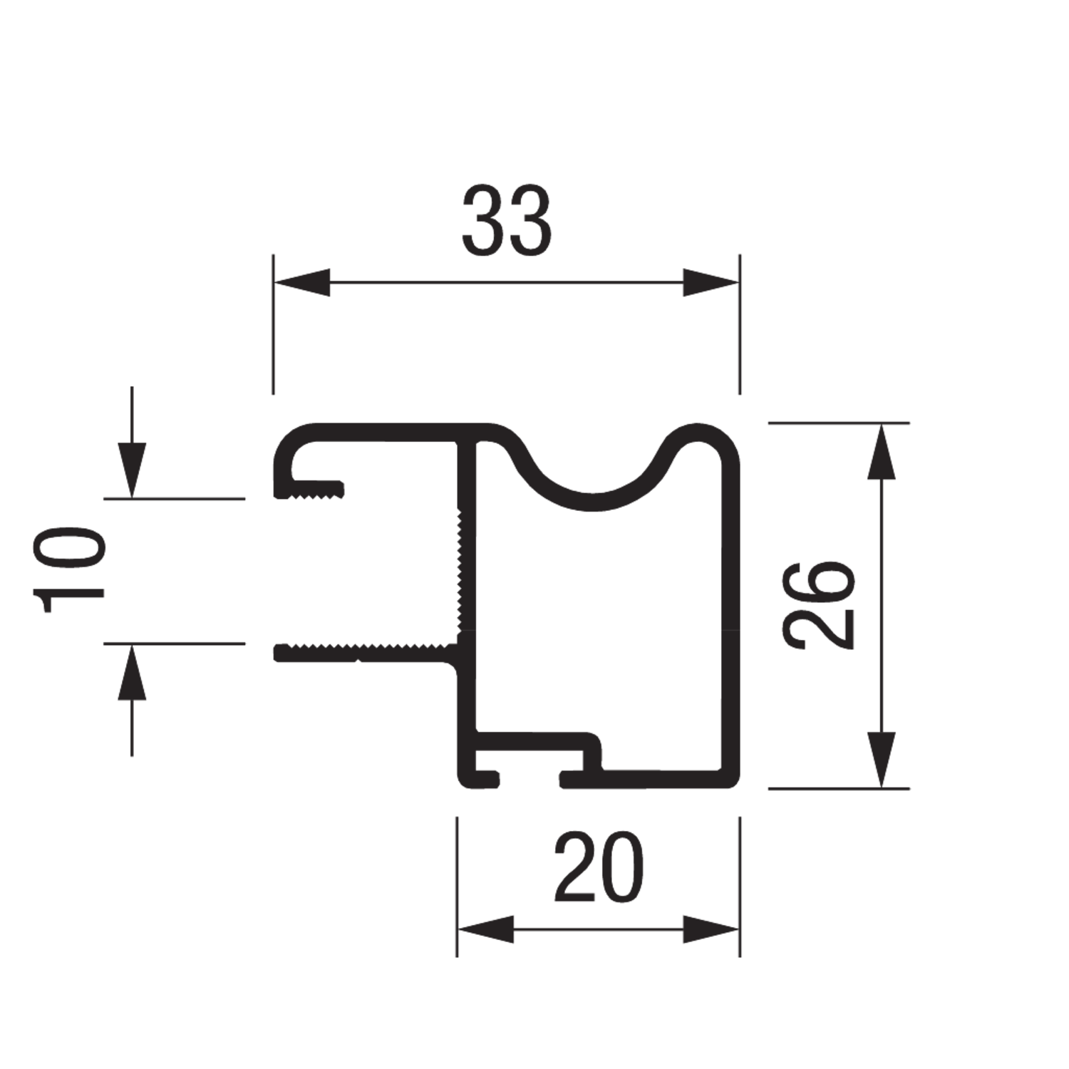 Profil vertical TR10 Terra 2.6m alu blanc  