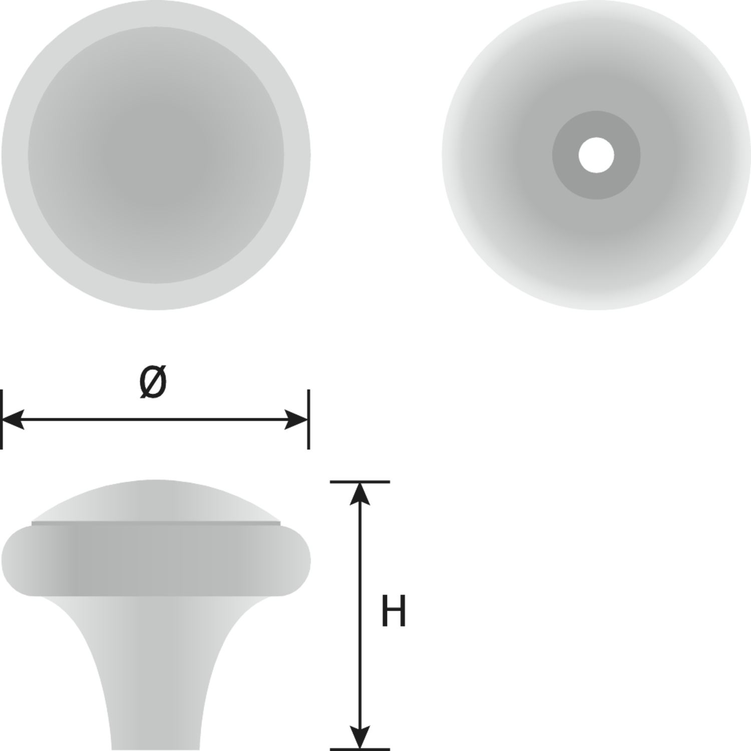 Knop snowdon gietijzer zwart dia. 34mm