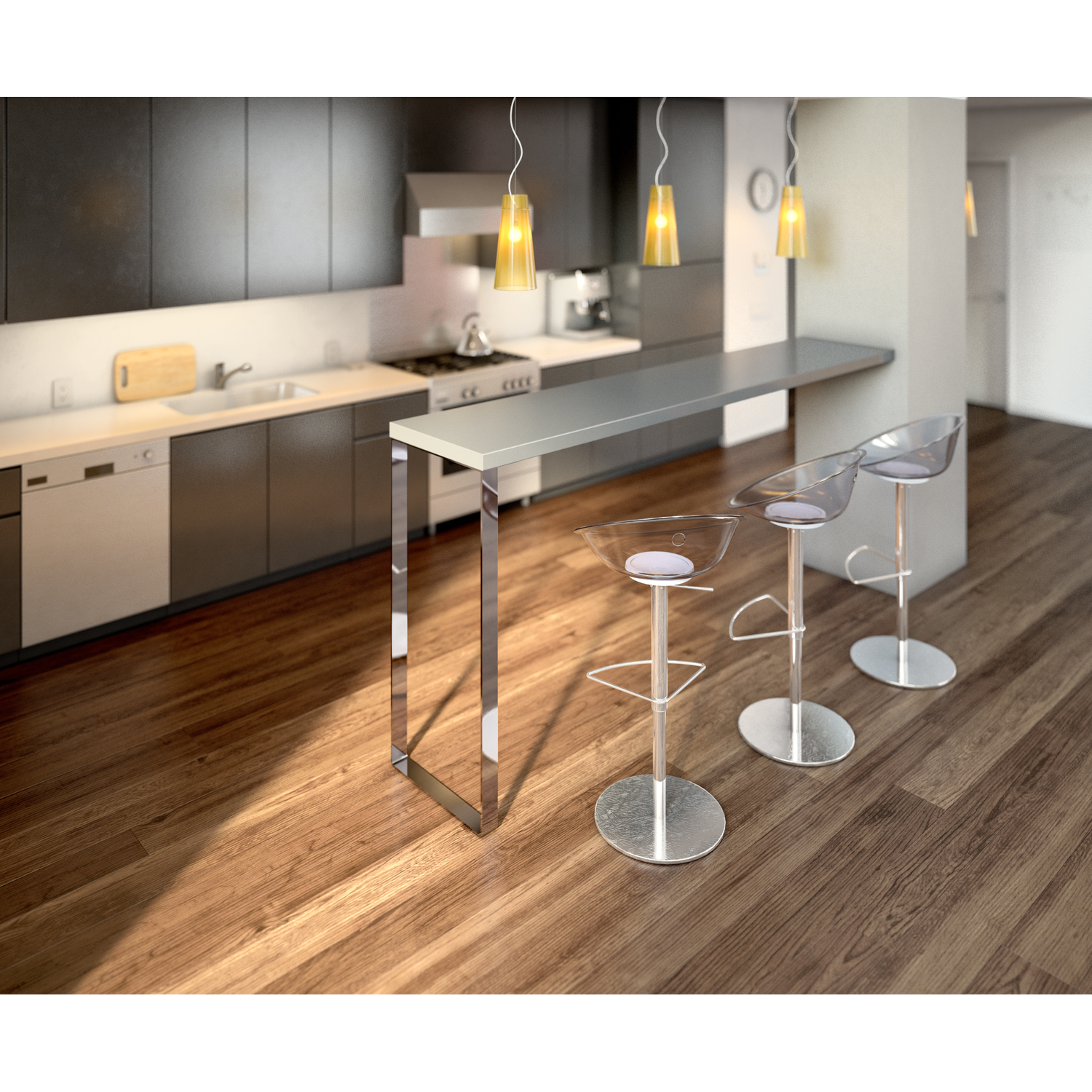 U-poot bartafel chroom h=1110mm/b=490mm
