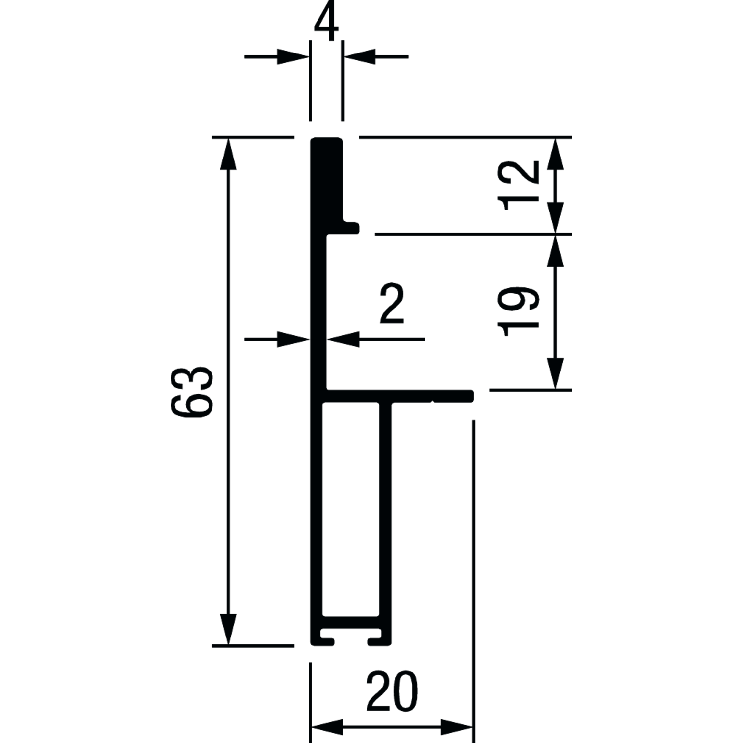 Greepprofiel essence C 2,6m zwart