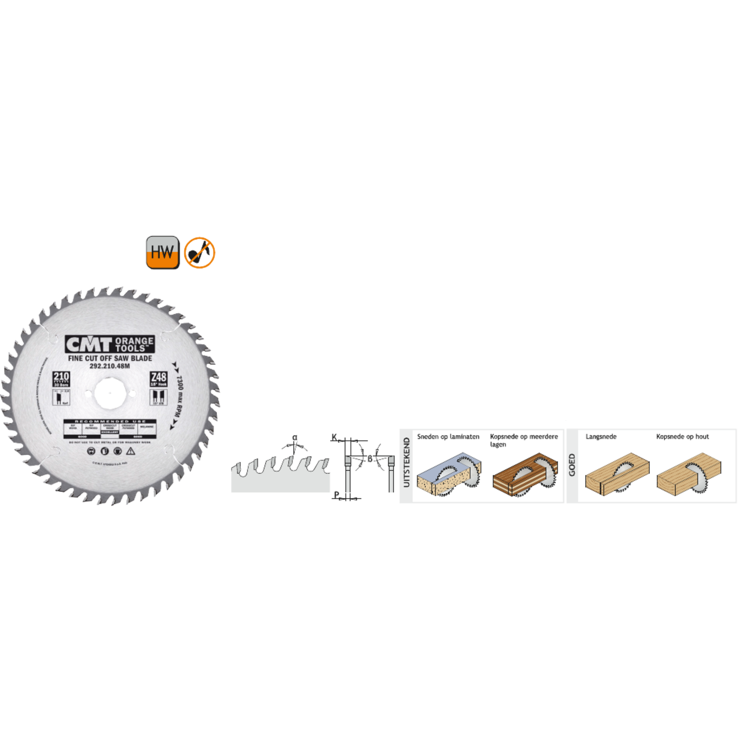 Afkortcirkelzaag voor draagbare machines d=230 f=ø30 k=2.8 p=1.8 z48 <°=15° q=hw