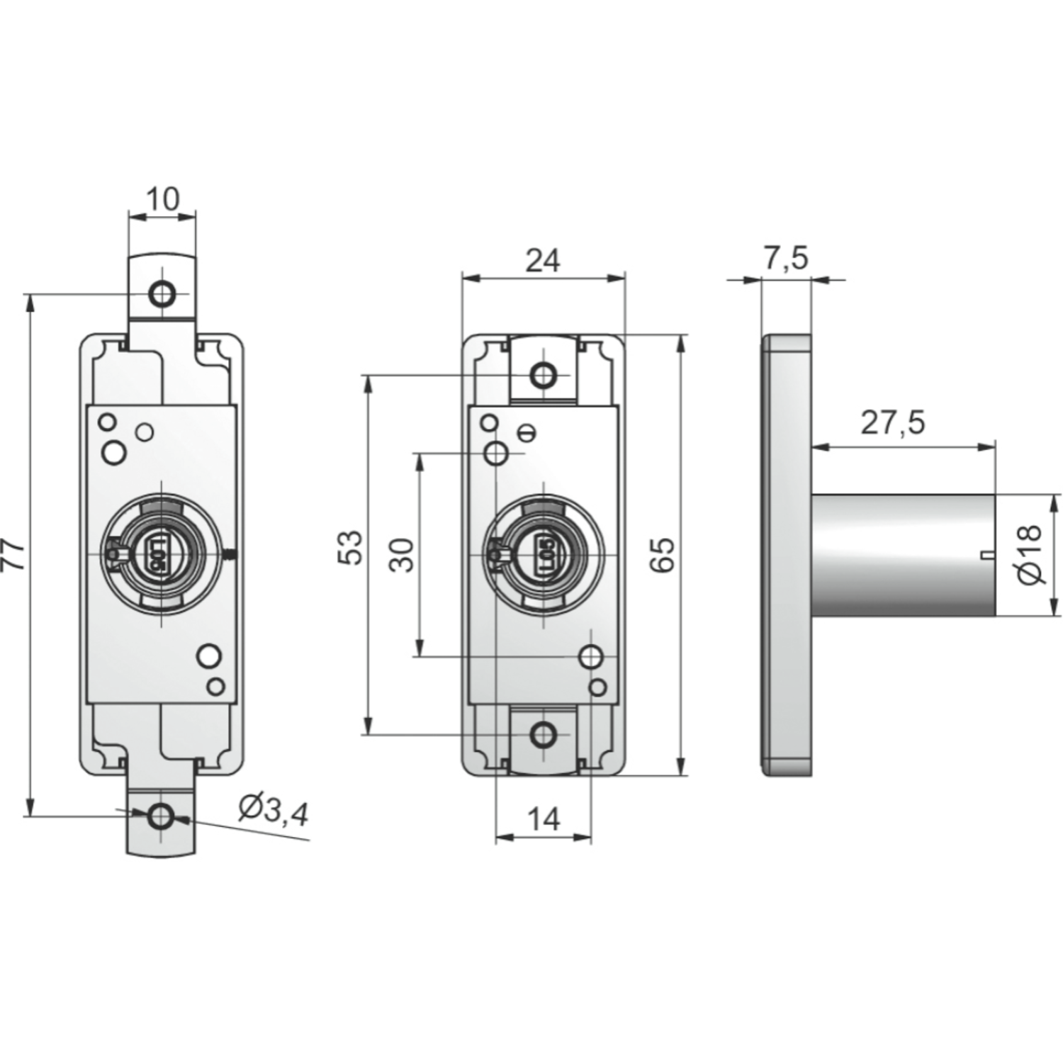 Serrure cyl 292 droite pour portes pliantes 