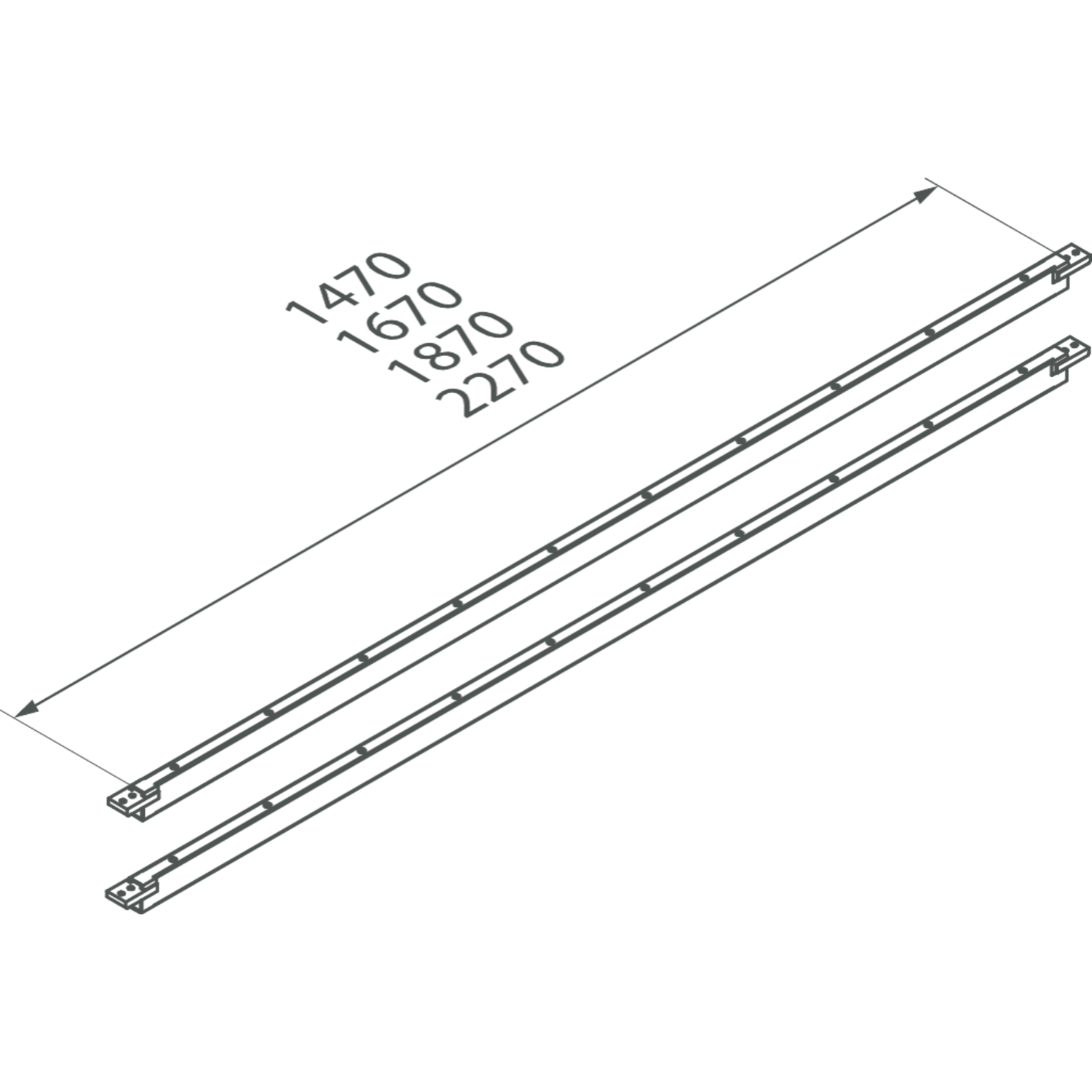 Pied u elements liaison (2pcs) chrome l=1470mm  