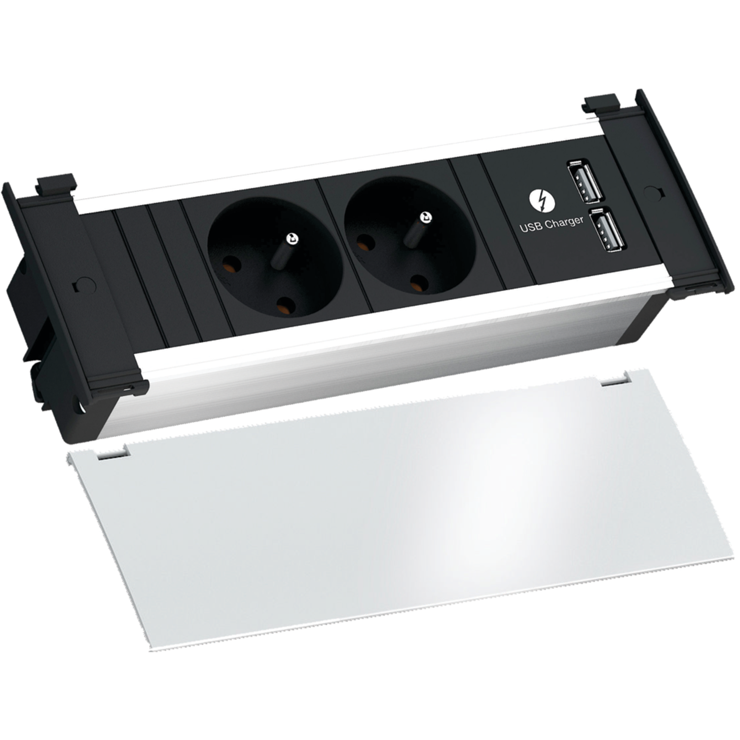 Kapsa blanc 2 prises b-f + chargeur usb  