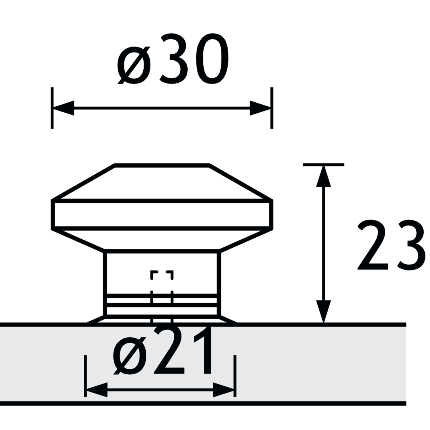 Bouton Spalatum, H 23 mm, ø 30 mm, Inox brossé