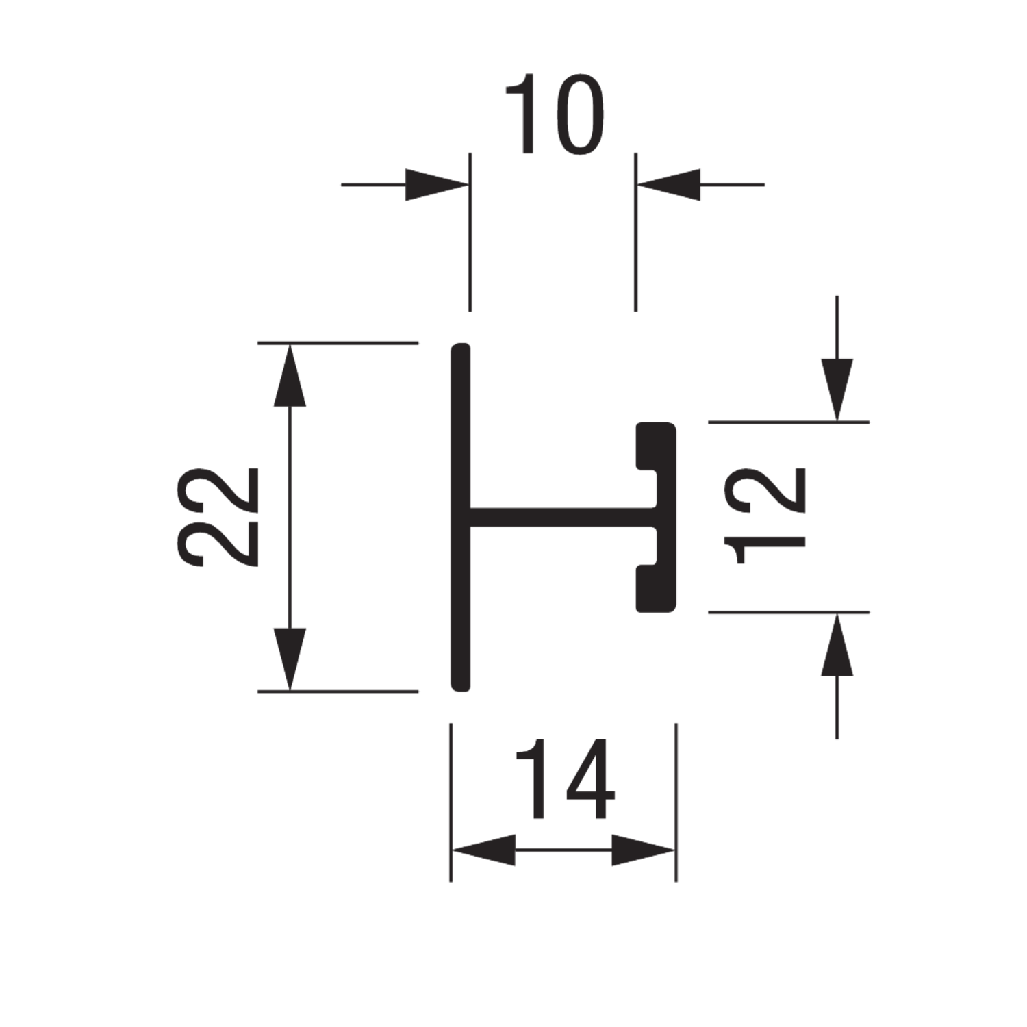 Profil-H horizontal PRH10V Terra 4m alu blanc  
