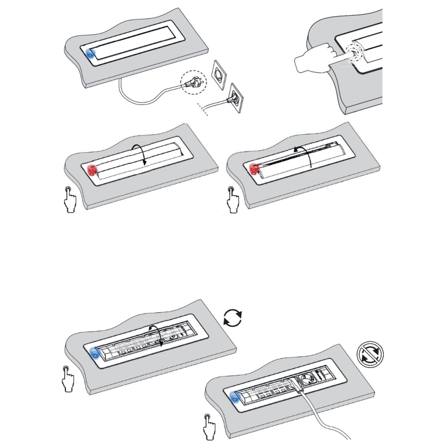 Versaturn n-d-l inox bros. 3 prises +2 charg. usb   avec câble 2000mm