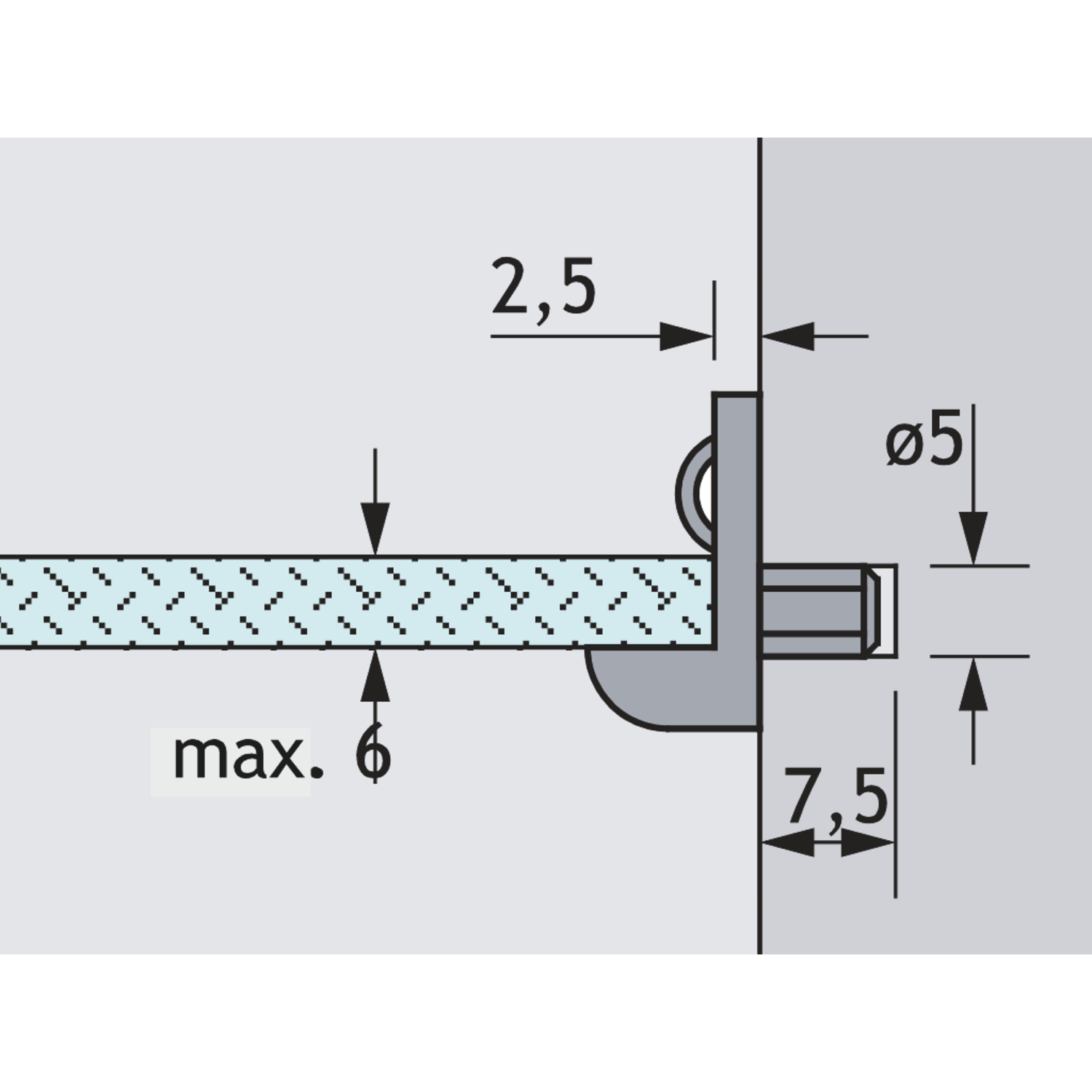 Taquet d'étagère en verreø 5 mm, Plastique transparent
