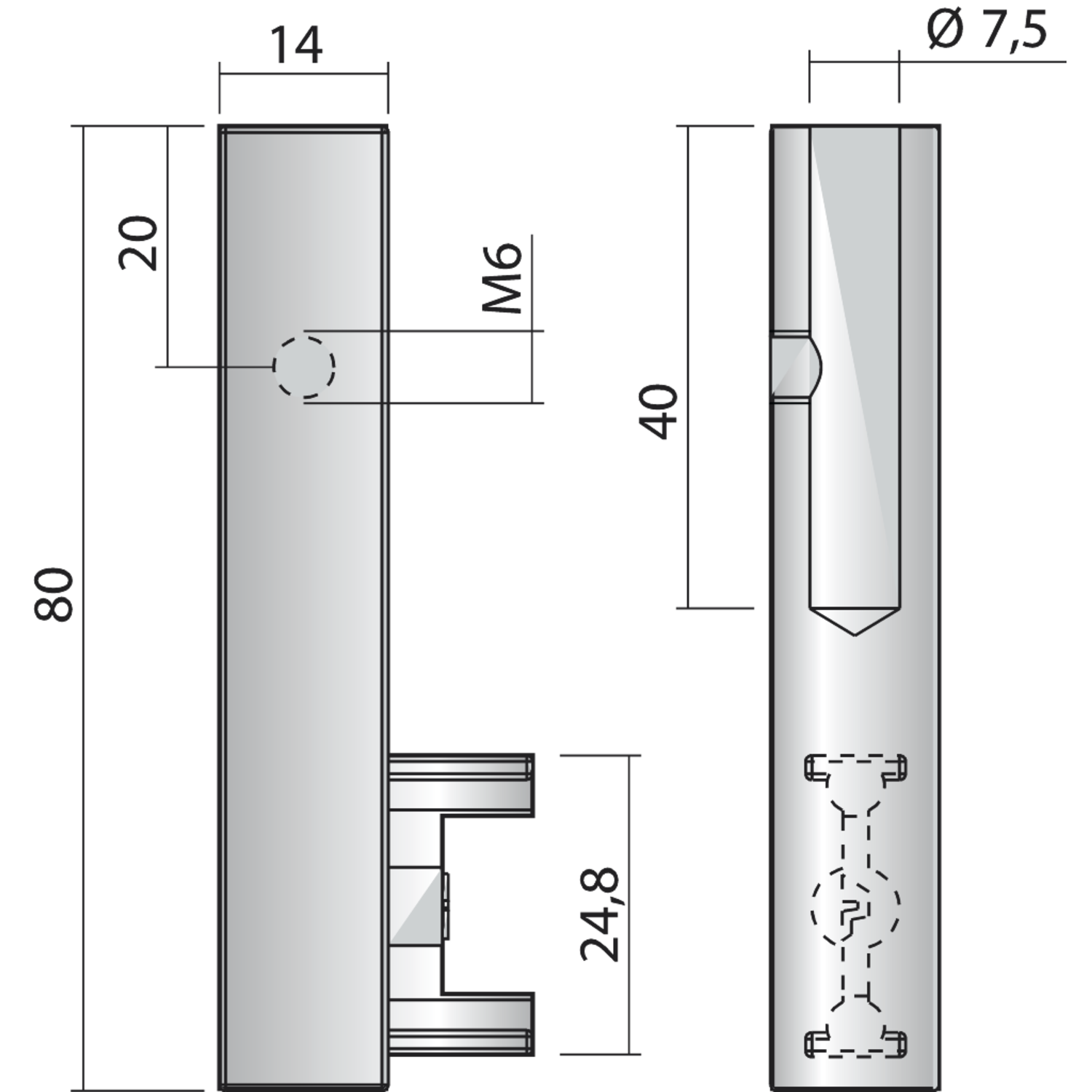 Support gauche pour barre de penderie Linear 2 noir