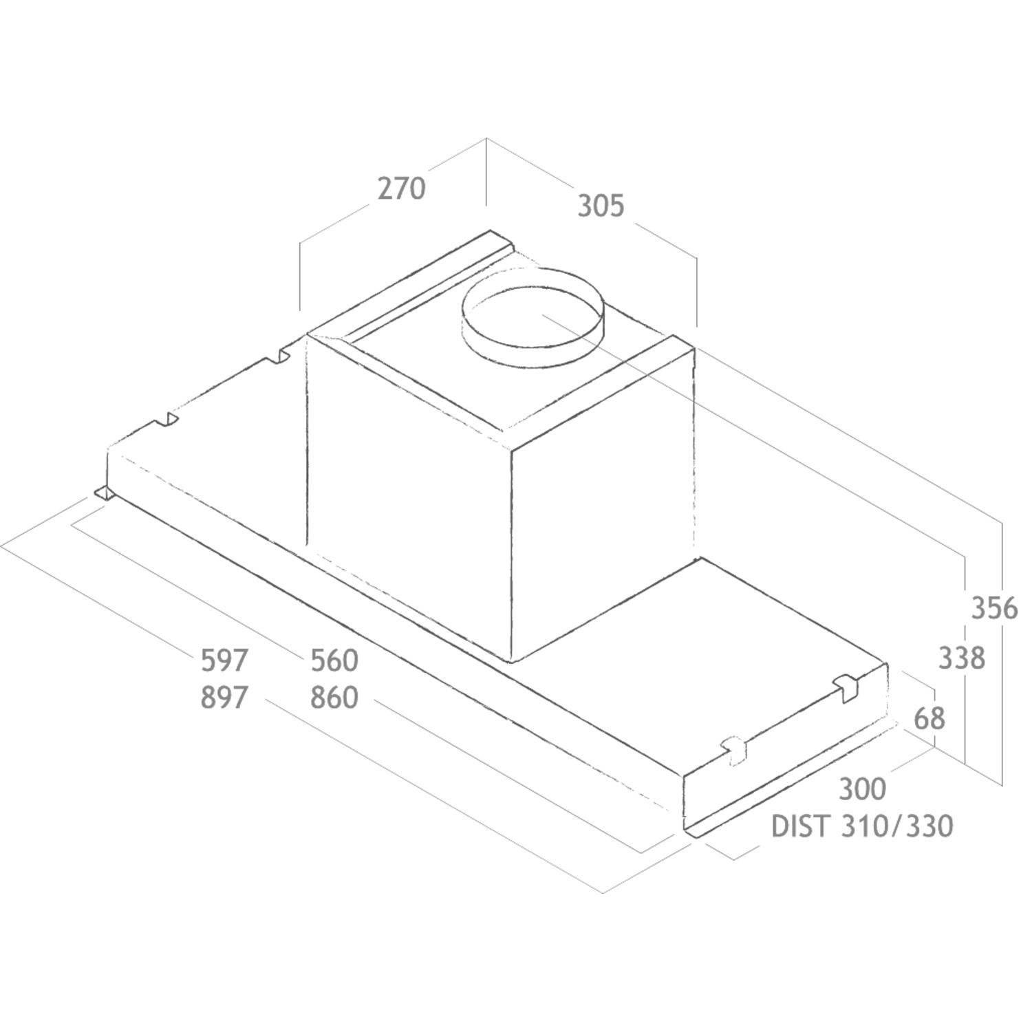 Glass out inbouw afvoer rvs + glas 60 cm