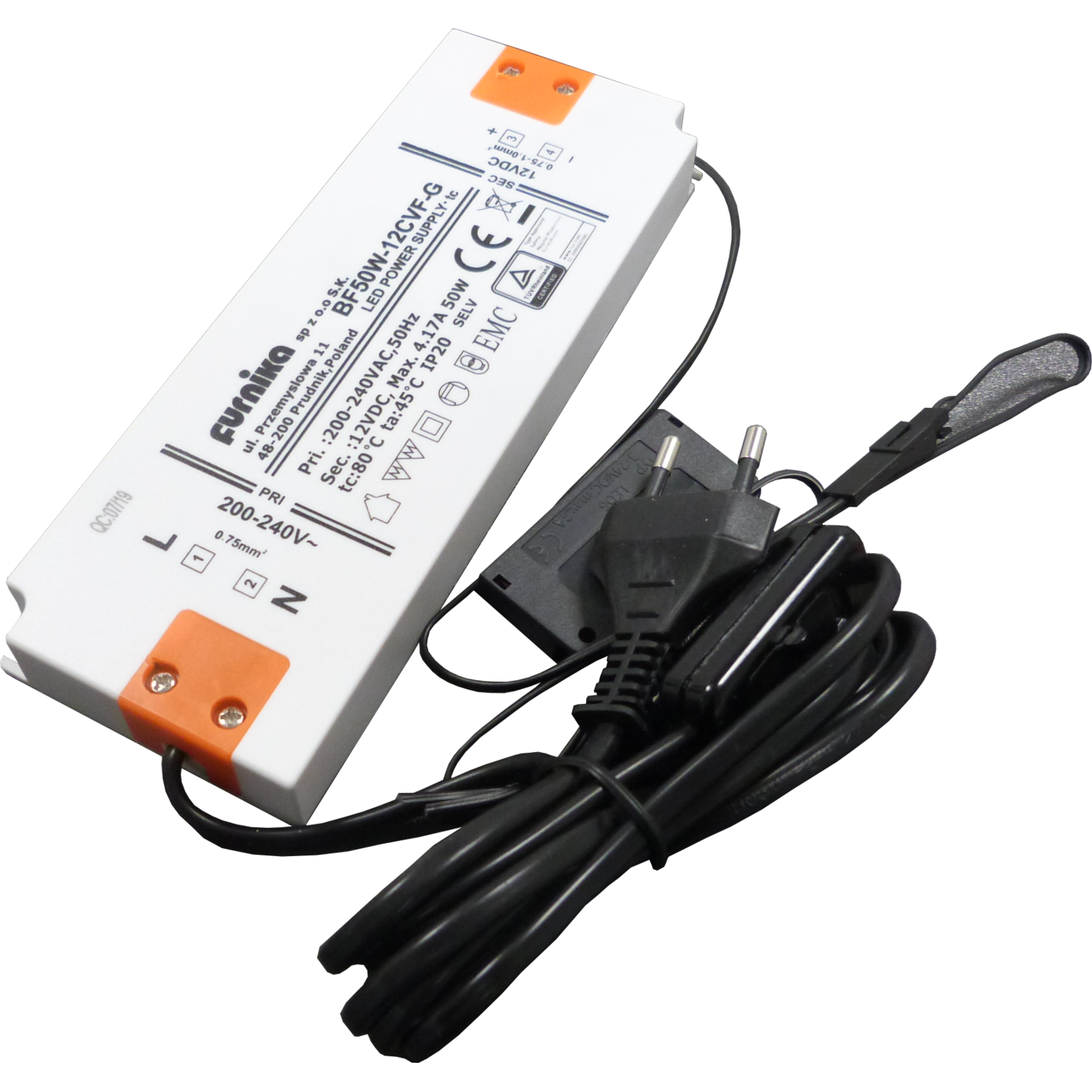 Led transfo 50 W 185x67x18mm+répartiteur 6x 
