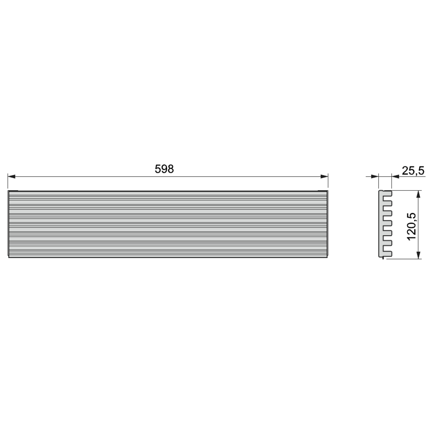 Luchtrooster voor oven wit 598x32-125mm