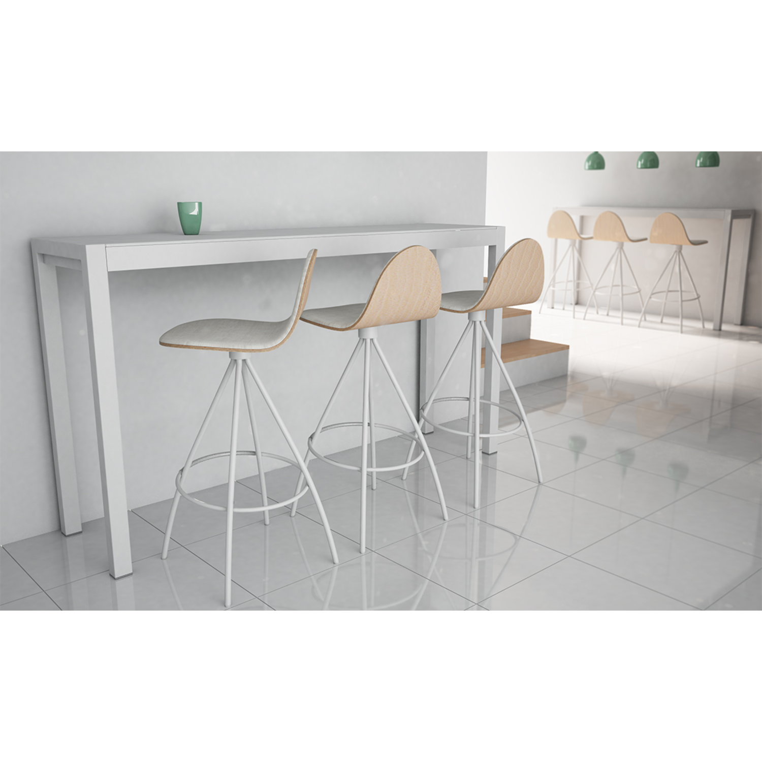 Petris tessuto barkruk 65cm-acier epoxy wit/vinyl