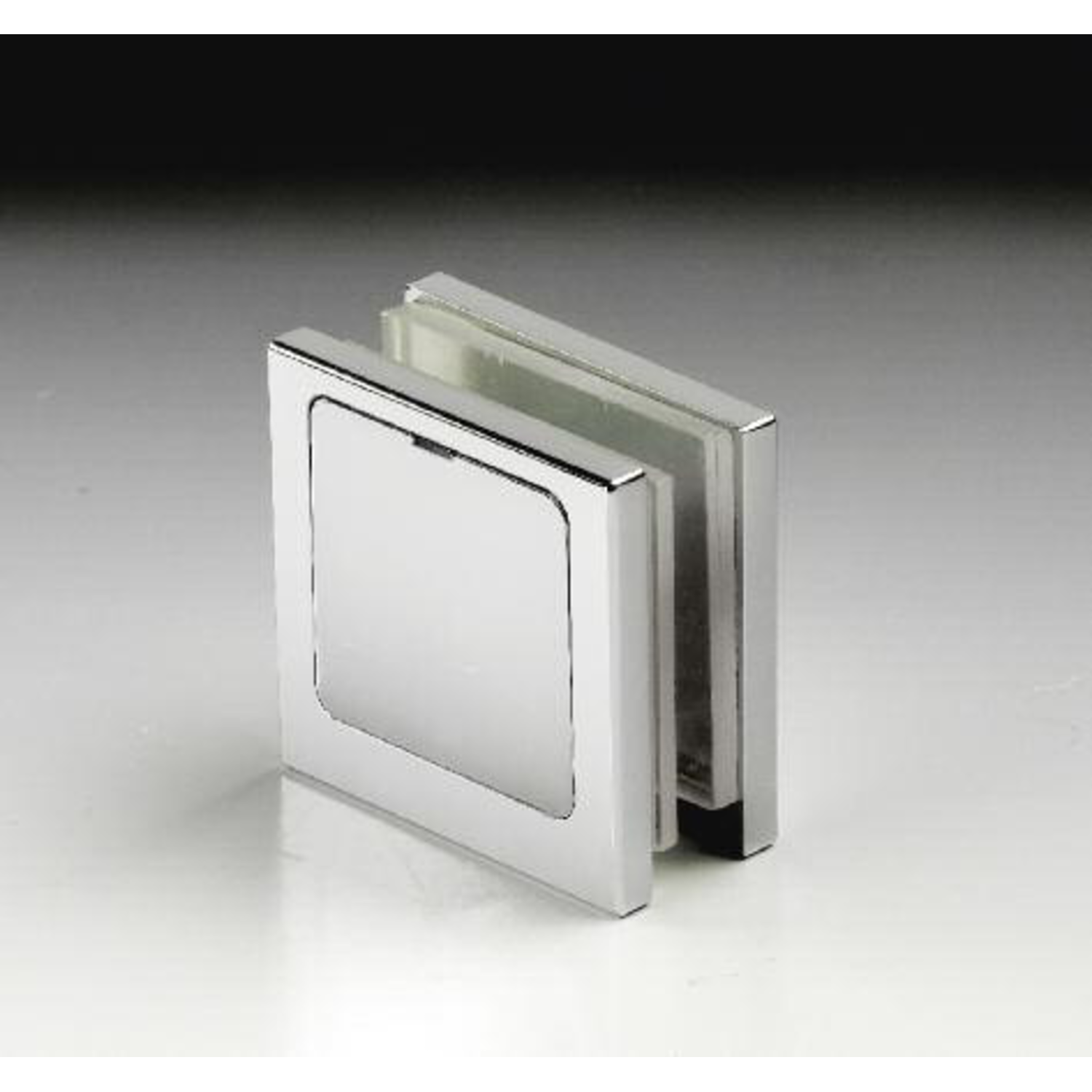 Klem wand/glas gelijk met de wand, voor 6/12 mm glas, B40 H40, geborsteld rvs effect