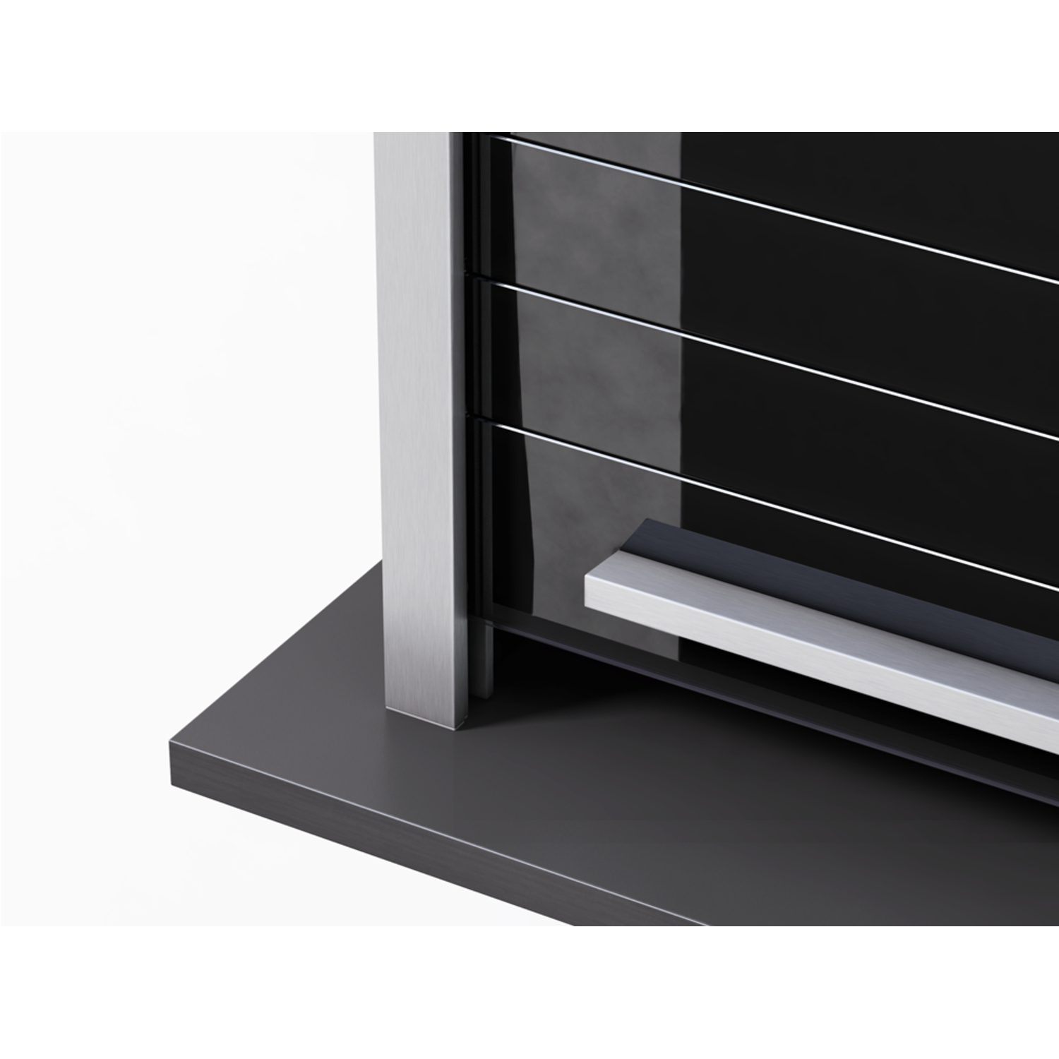 Quasar Reflex glas-rolluik 900 x 1500mm zw. gelakt rvs-look voorliggend
