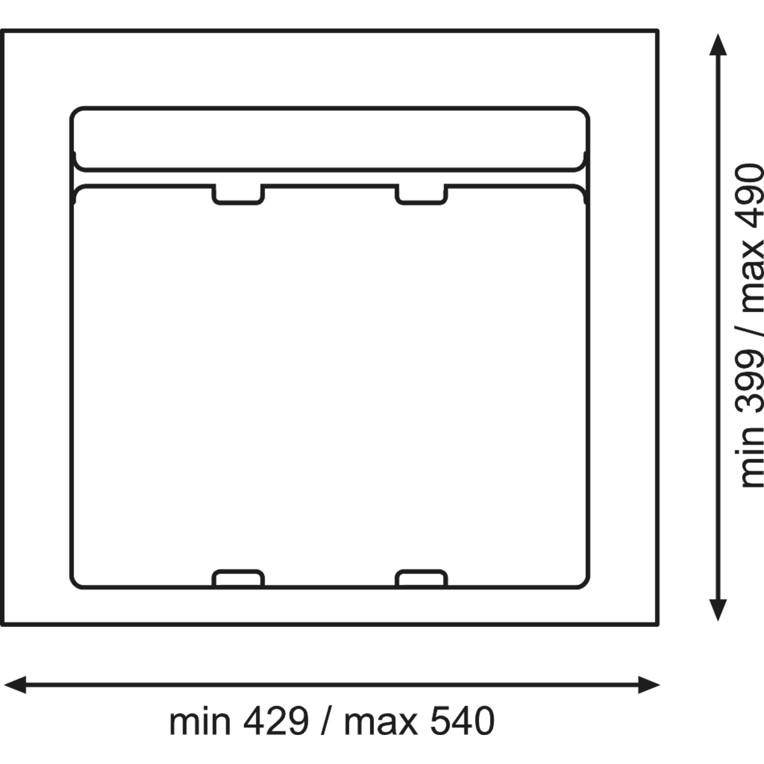 Ladeafvalsysteem 9xl line k.600mm h.277mm 1x 26l + 1 x 11 L oriongrijs
