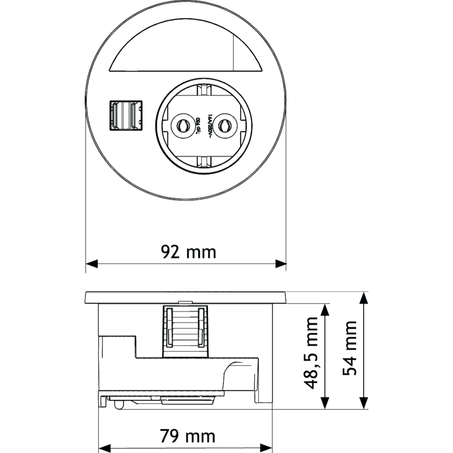 Evoline circle 80 nl-d-l + usb ac zwart