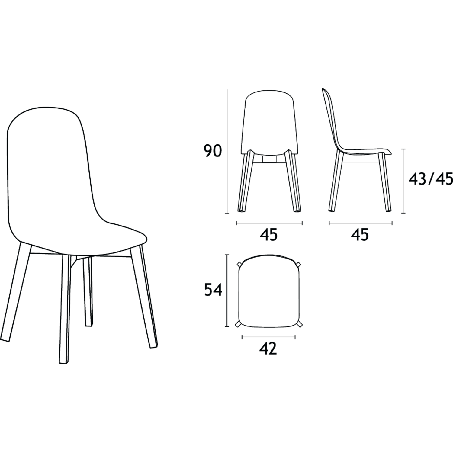 Chaise dolce noir|laqué noir 