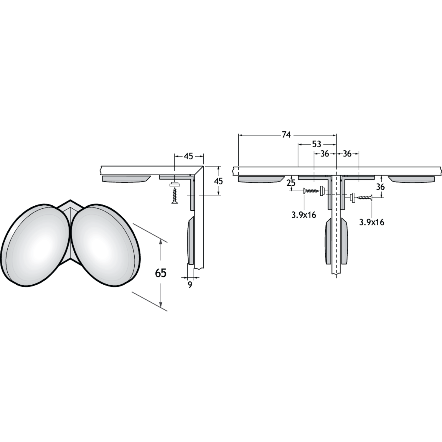 Pba 500-nylon blanc equerre de fixation panneaux