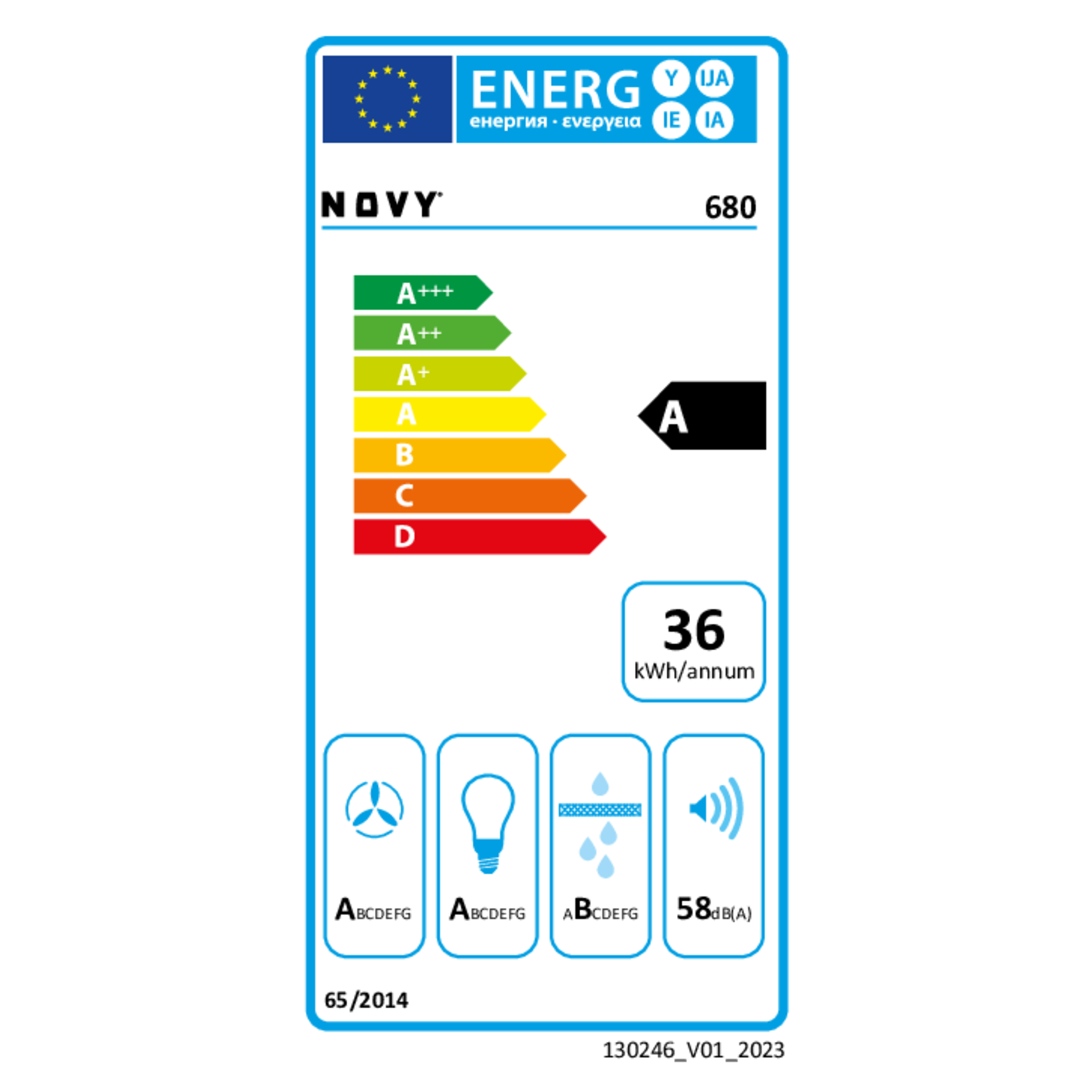 Novy Fusion 60 cm blanc hotte téléscopique 