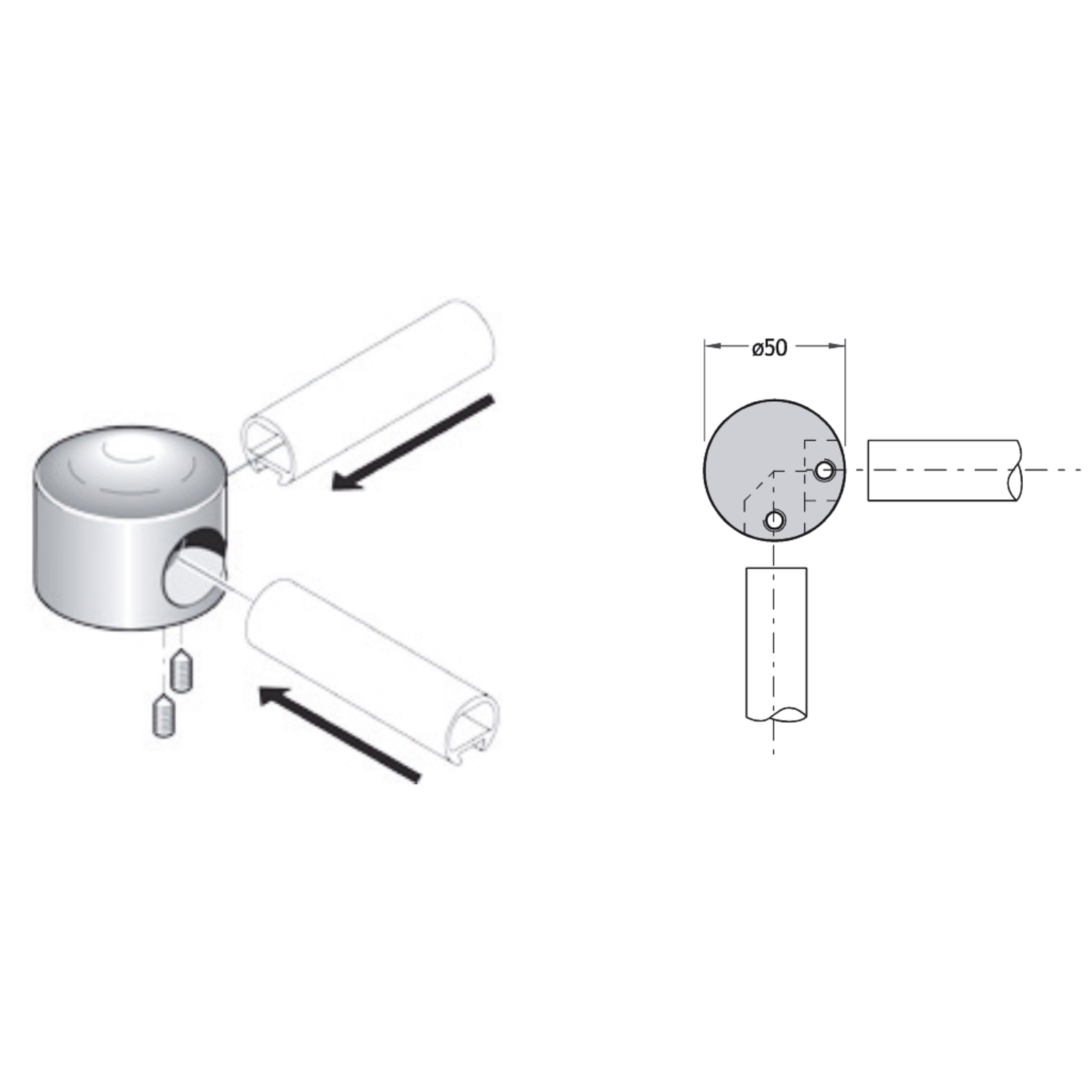 Pba 500-alu verbinding 90° buizen 25mm