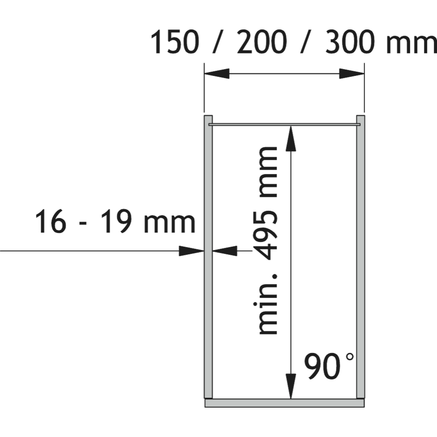 VS sub side 1 cadre Fix latérale dsa1 475mm 20kg SoftClose