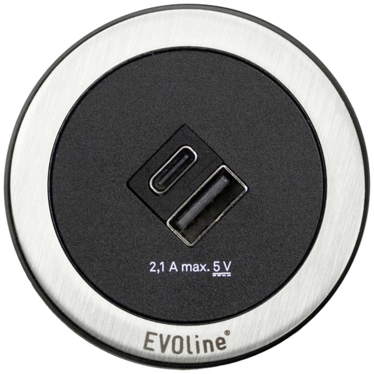 Evoline One usb a/c charger 5v 2.1a inox/noir 