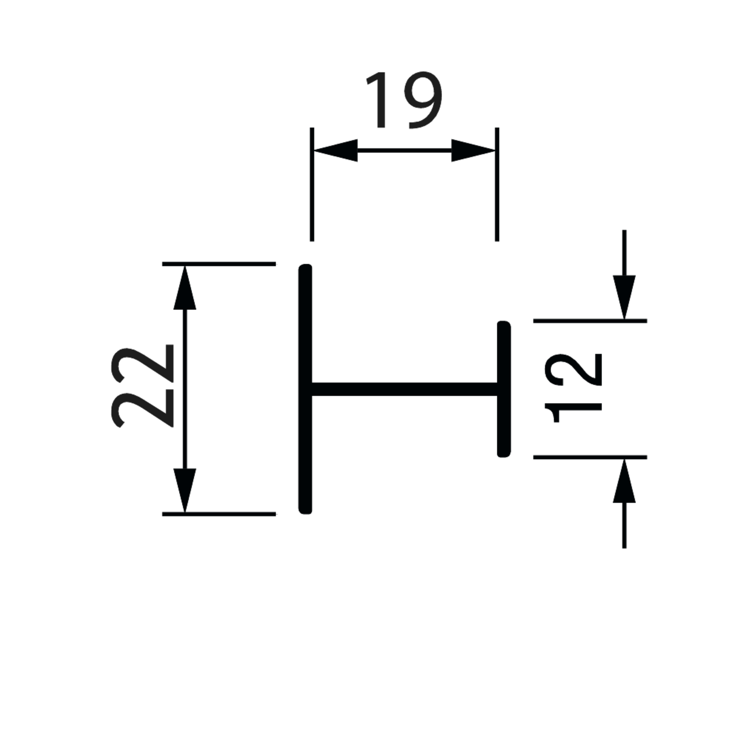 Profil-H horizontal PRH19-85 4m alu noir  