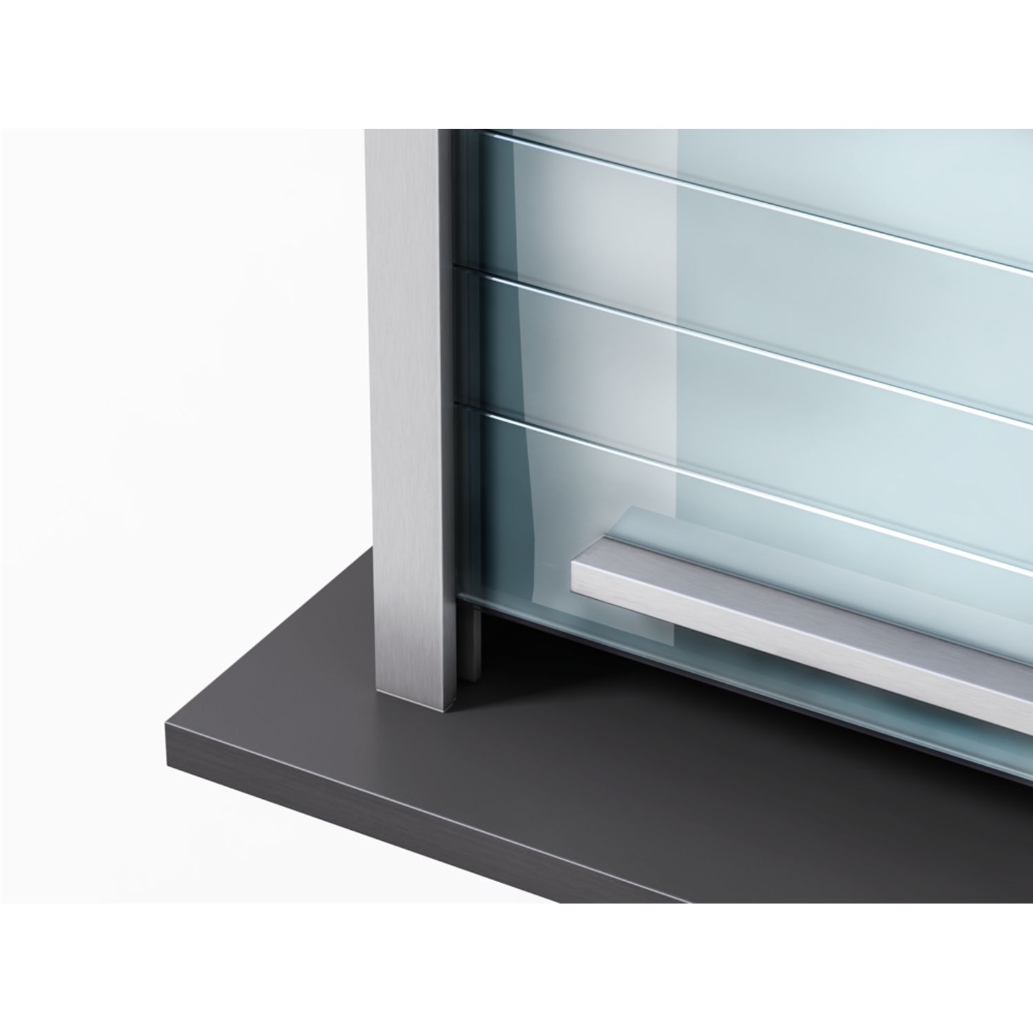 Quasar Reflex volet-verre 600 x 1500mm satinato inox look en applique rentrant