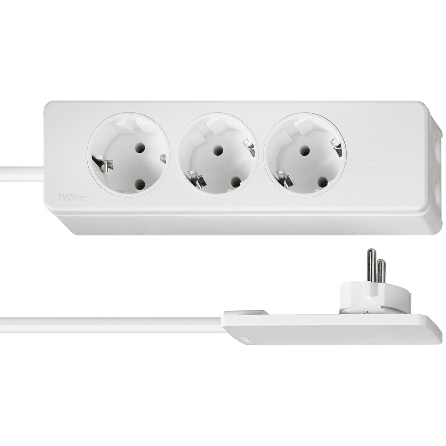 Evoline extra platte plug+3v.stekkerbox nl wit1,5m 1,5m 250v/16a nl versie