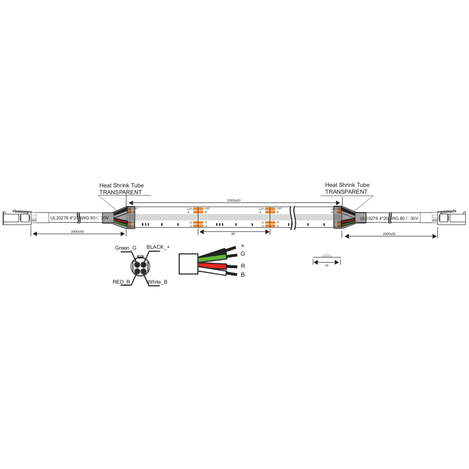 Ledstrip COB RGB 5m 24V 15W/m 640led/m IP20