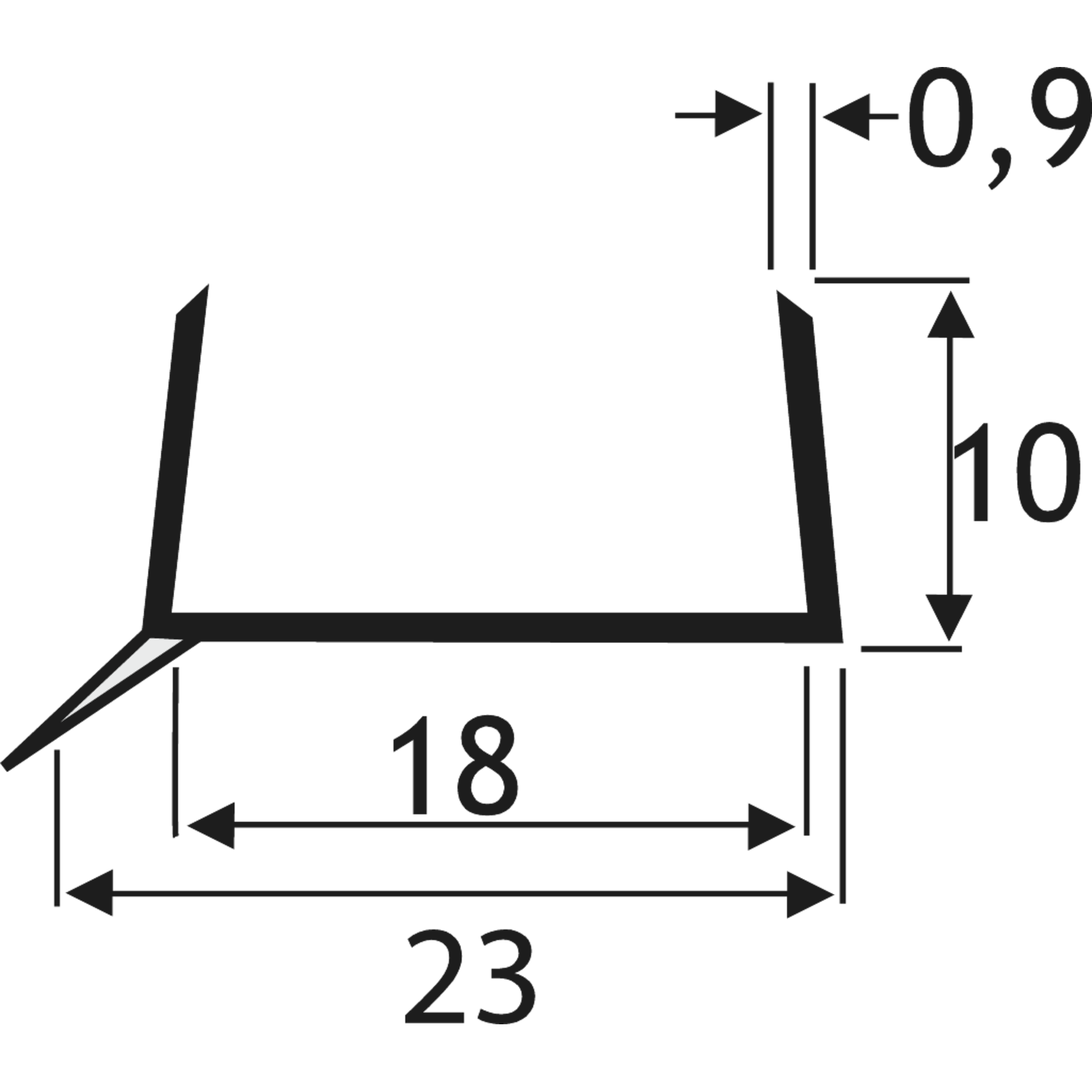Profile u pour plintes 16/18mm (4m) noir 