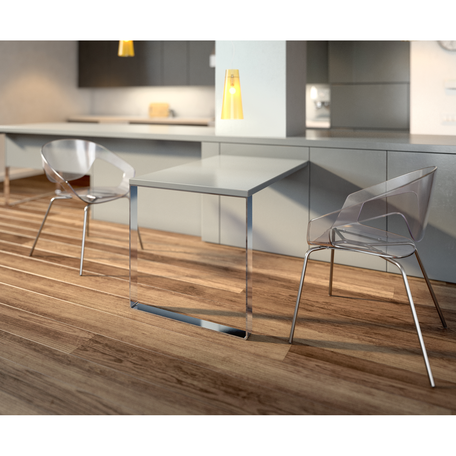 U-poot aanbouwtafel chr. h=690mm/b=700m