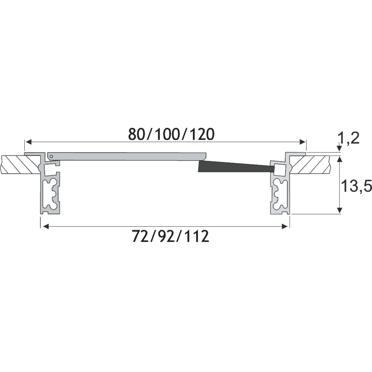 Kabeldoorvoer Exit alu 100x300x13.5mm+deksel