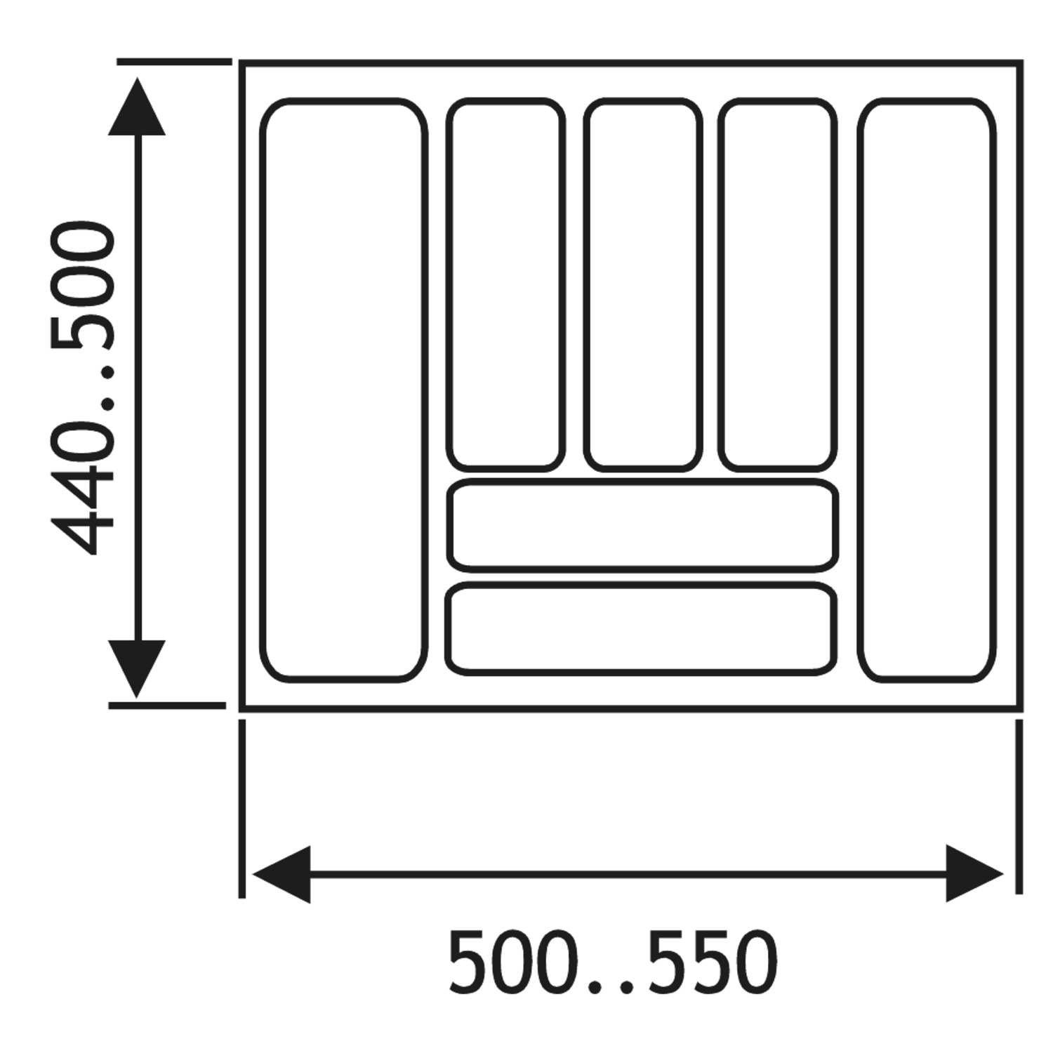Insert tiroir c.60 cm gris alu  l501-550 p440-500 mm