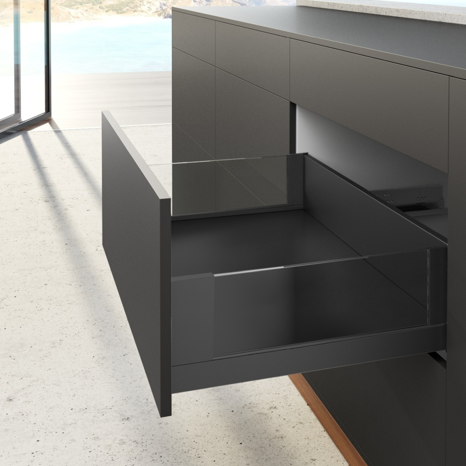 AvanTech YOU set inlay-zijwand h187 l550 antraciet L/R zonder frontbevestiging